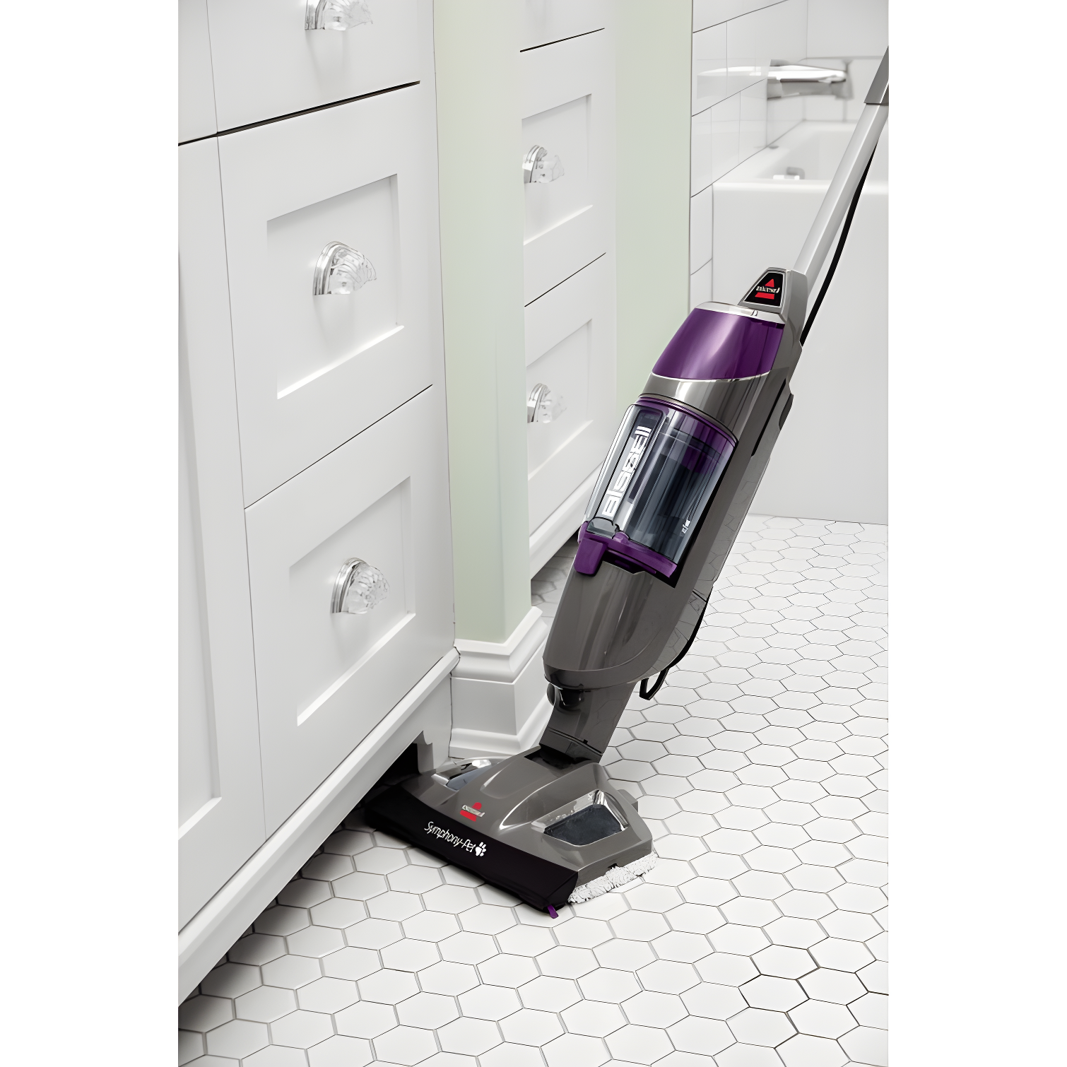 BISSELL Symphony Pet Steam Mop and Steam Vacuum Cleaner for Hardwood and Tile Floors, with Microfiber Mop Pads, 1543A,Purple