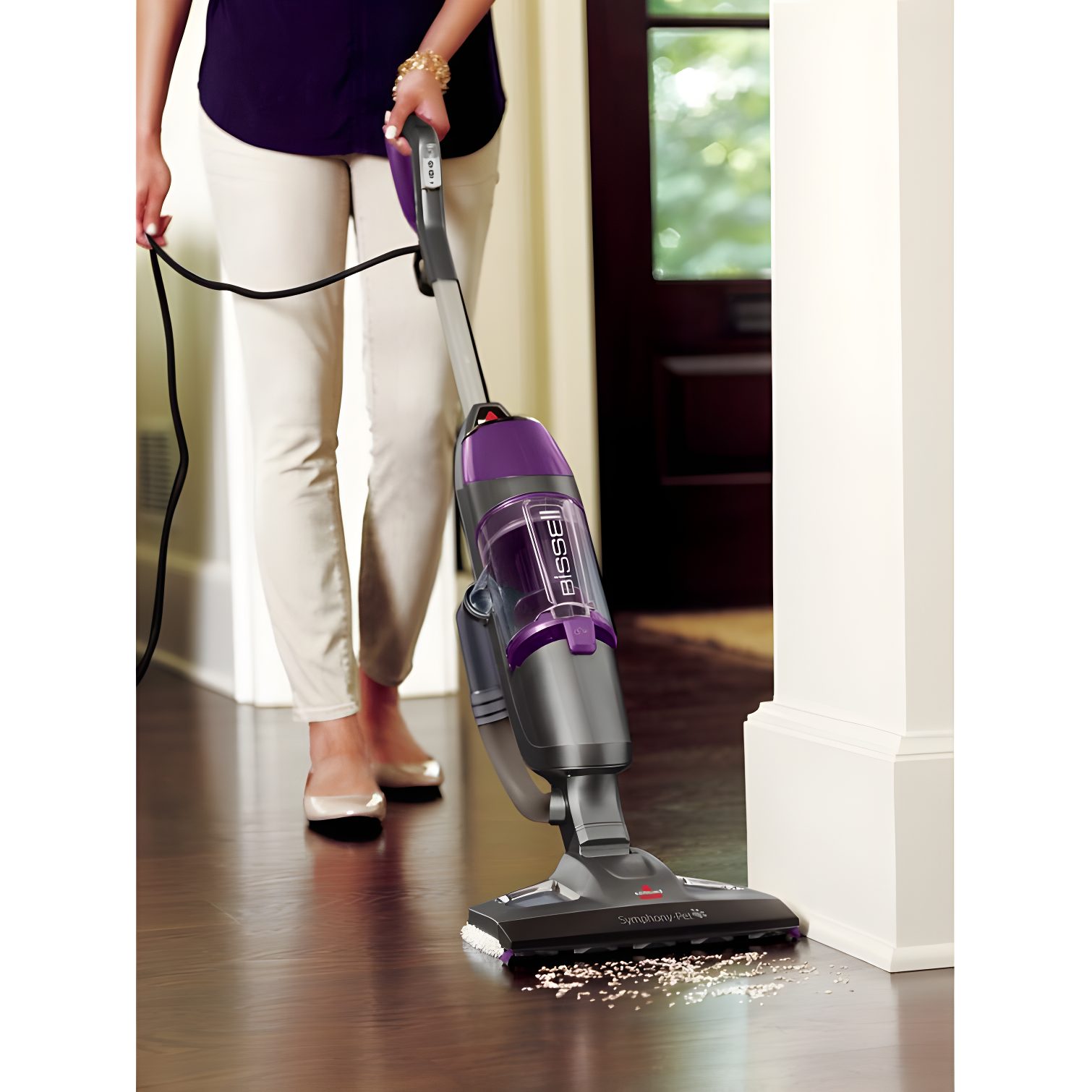BISSELL Symphony Pet Steam Mop and Steam Vacuum Cleaner for Hardwood and Tile Floors, with Microfiber Mop Pads, 1543A,Purple