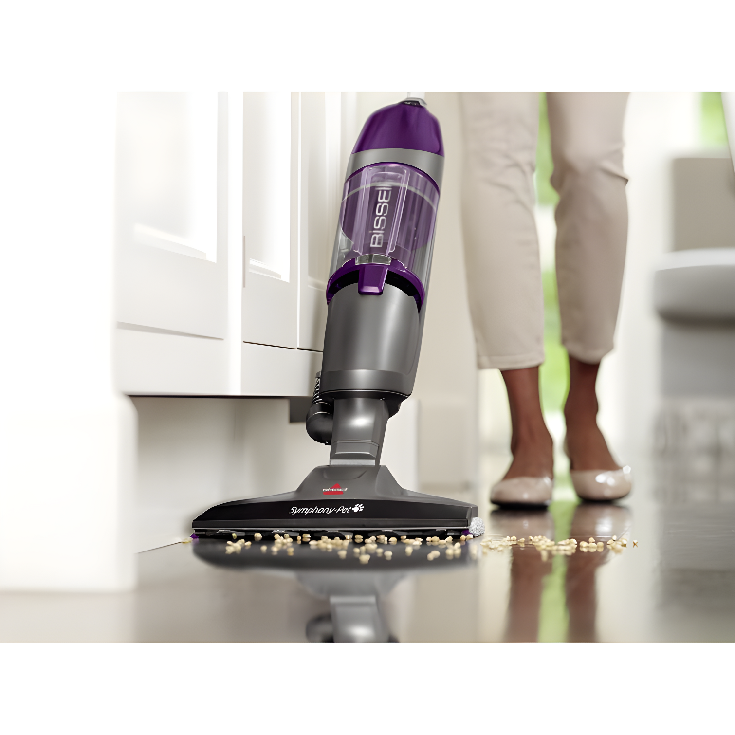 BISSELL Symphony Pet Steam Mop and Steam Vacuum Cleaner for Hardwood and Tile Floors, with Microfiber Mop Pads, 1543A,Purple