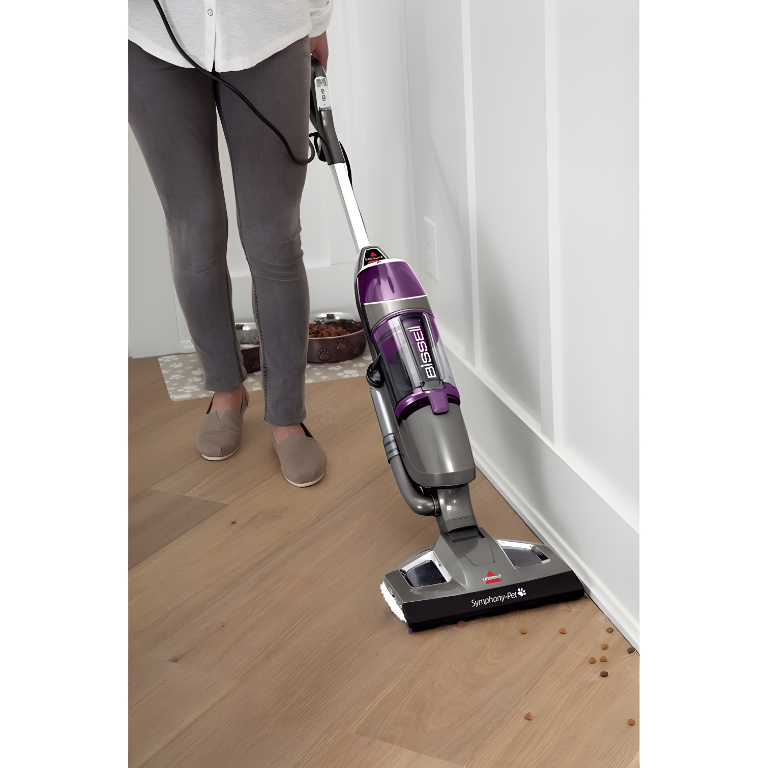 BISSELL Symphony Pet Steam Mop and Steam Vacuum Cleaner for Hardwood and Tile Floors, with Microfiber Mop Pads, 1543A,Purple