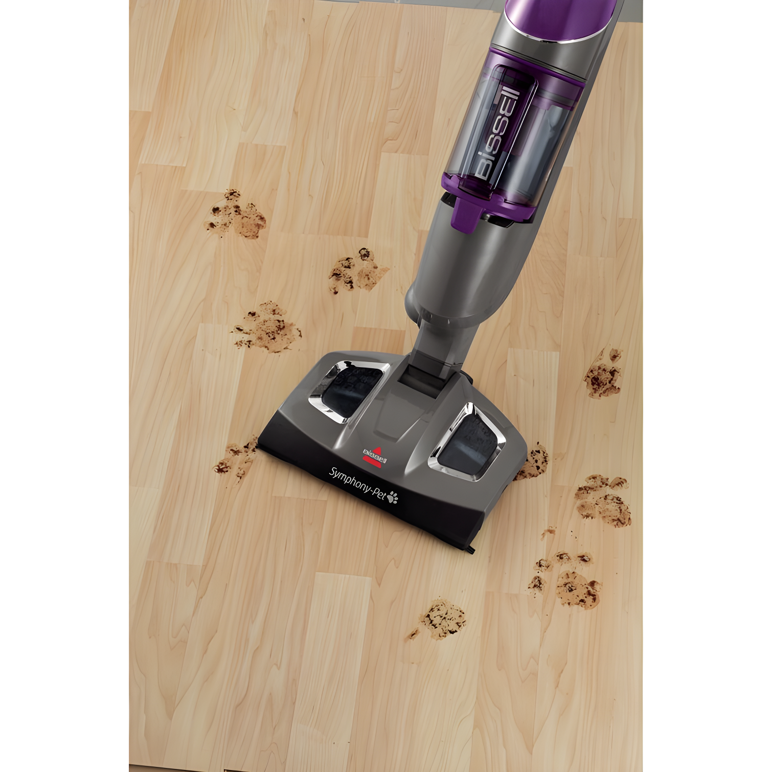 BISSELL Symphony Pet Steam Mop and Steam Vacuum Cleaner for Hardwood and Tile Floors, with Microfiber Mop Pads, 1543A,Purple