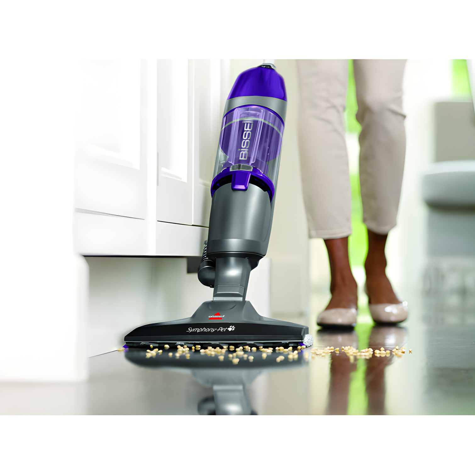 BISSELL Symphony Pet Steam Mop and Steam Vacuum Cleaner for Hardwood and Tile Floors, with Microfiber Mop Pads, 1543A,Purple