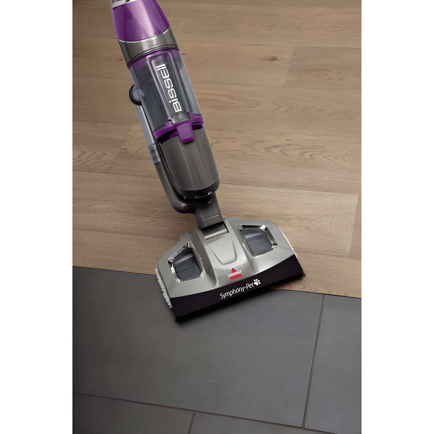 BISSELL Symphony Pet Steam Mop and Steam Vacuum Cleaner for Hardwood and Tile Floors, with Microfiber Mop Pads, 1543A,Purple