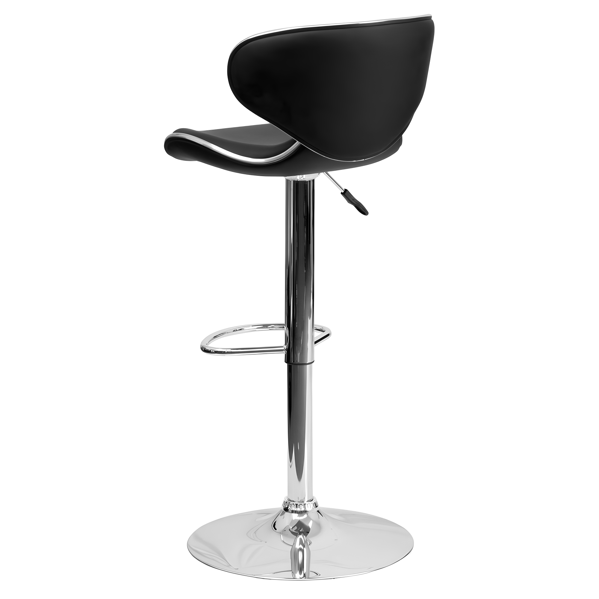 Flash Furniture Contemporary Cozy Mid-Back Black Vinyl Adjustable Height Barstool with Chrome Base