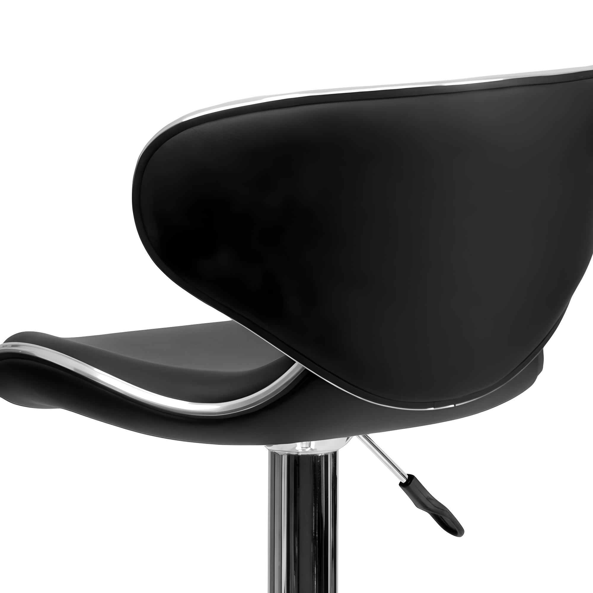 Flash Furniture Contemporary Cozy Mid-Back Black Vinyl Adjustable Height Barstool with Chrome Base