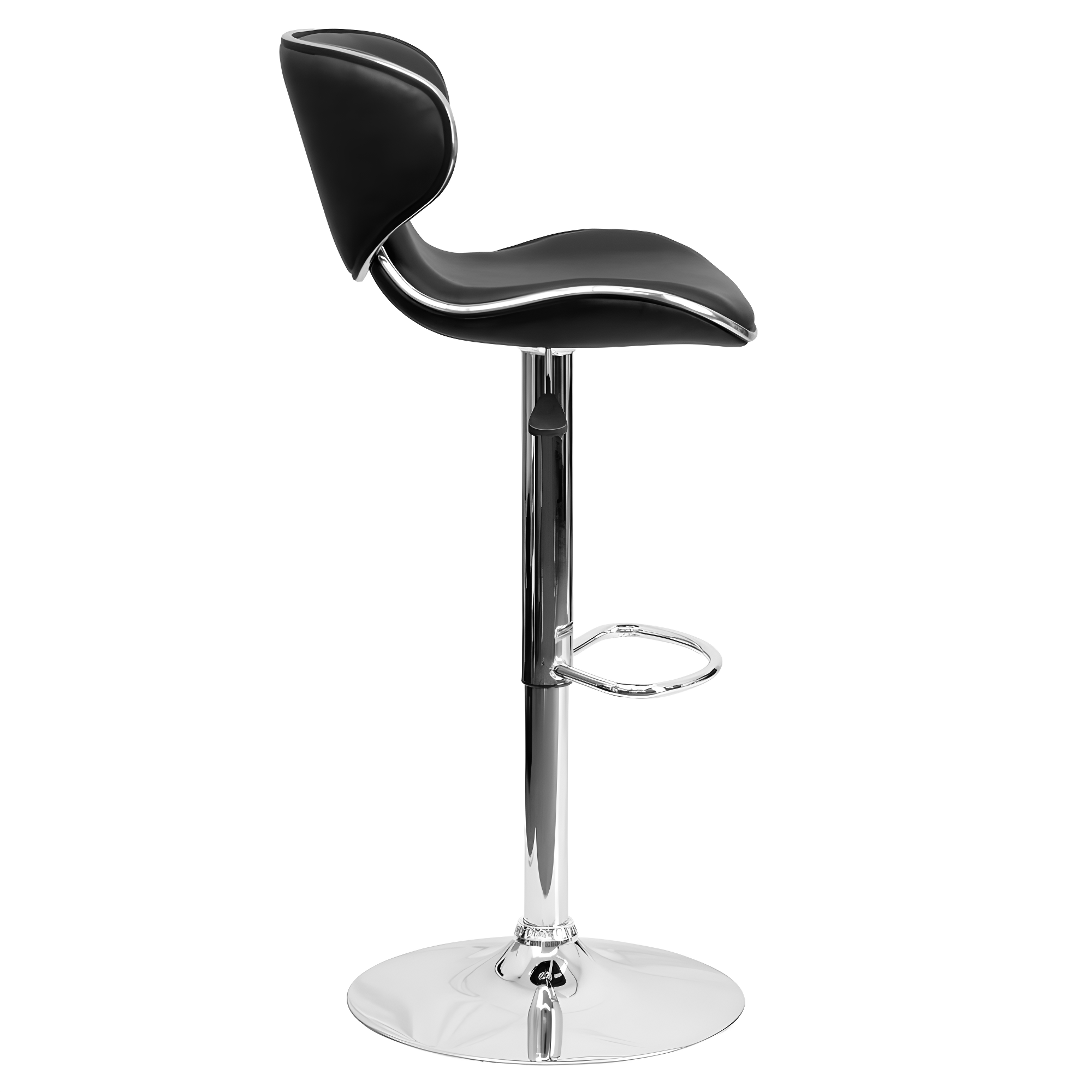 Flash Furniture Contemporary Cozy Mid-Back Black Vinyl Adjustable Height Barstool with Chrome Base
