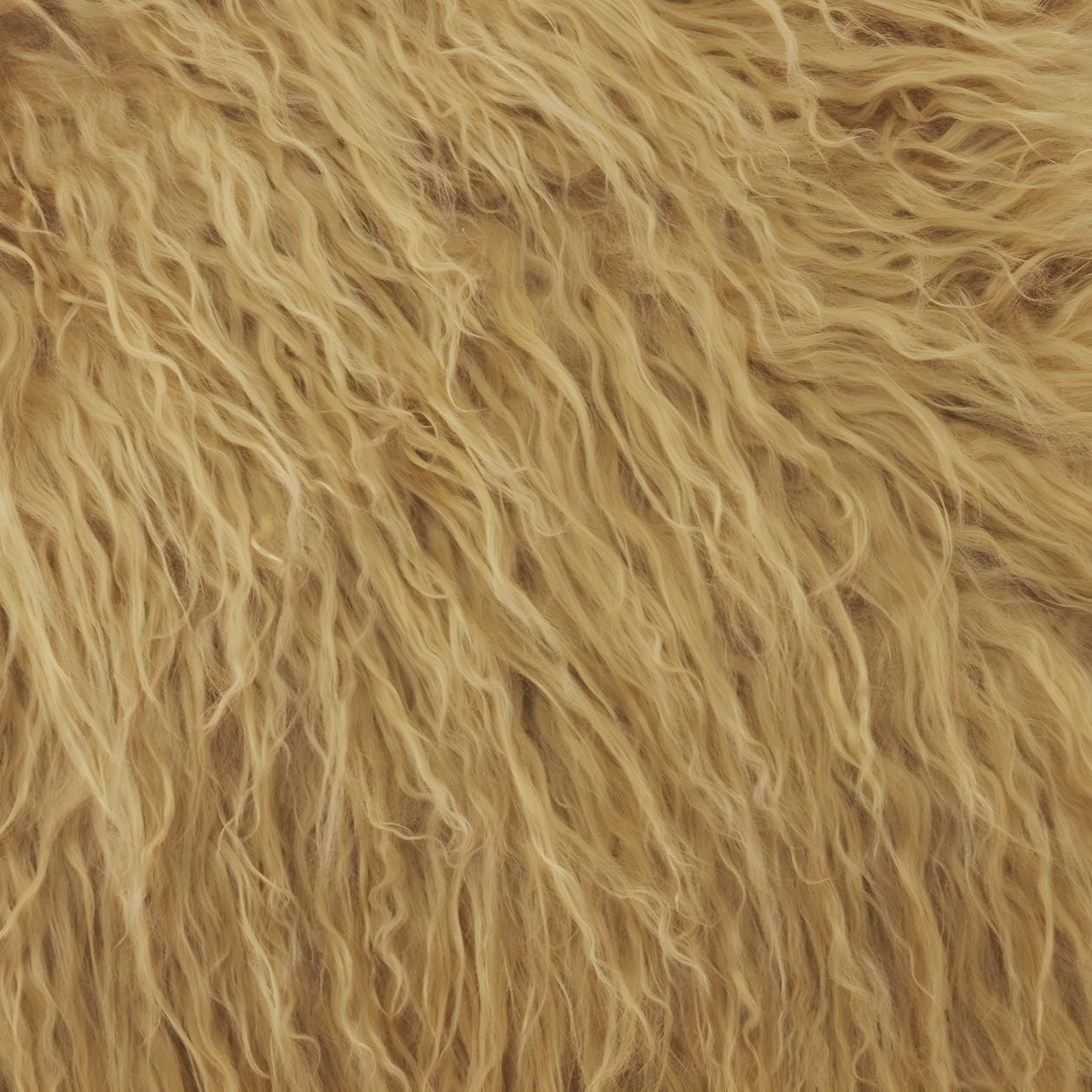 SARO 3564.GL20S 20 in. Square Wool Mongolian Lamb Fur Throw Pillow  Gold