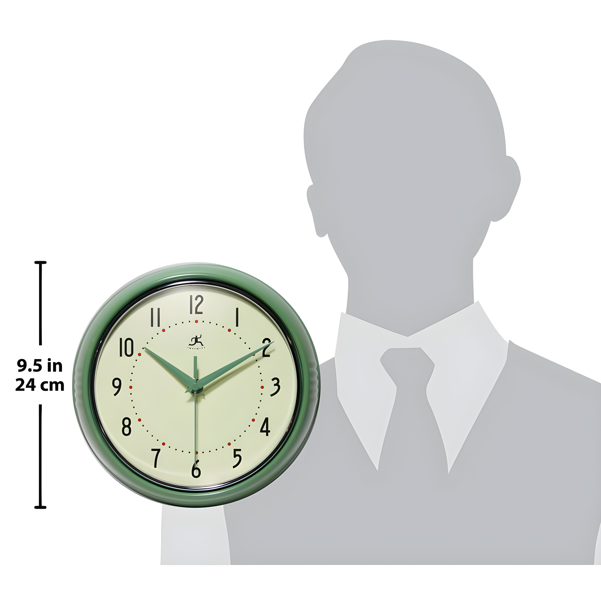 9.5" Retro Metal Wall Clock Green - Infinity Instruments