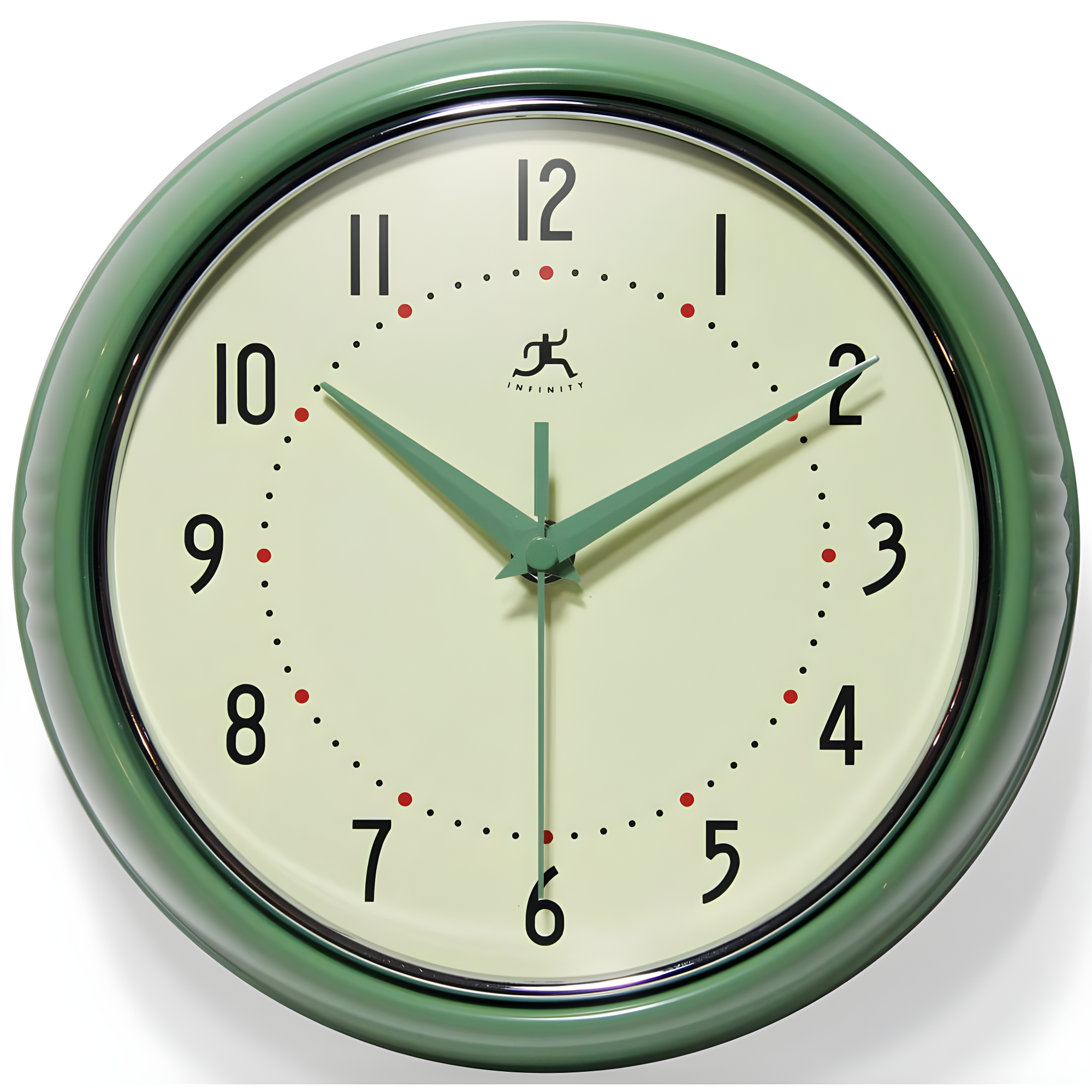 9.5" Retro Metal Wall Clock Green - Infinity Instruments