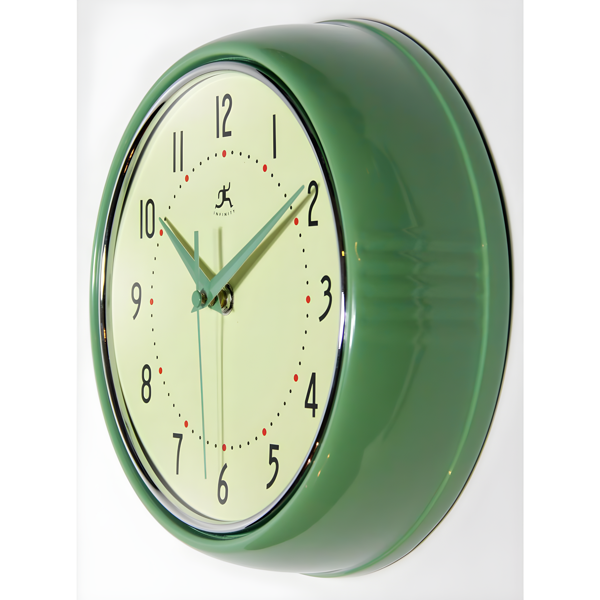 9.5" Retro Metal Wall Clock Green - Infinity Instruments