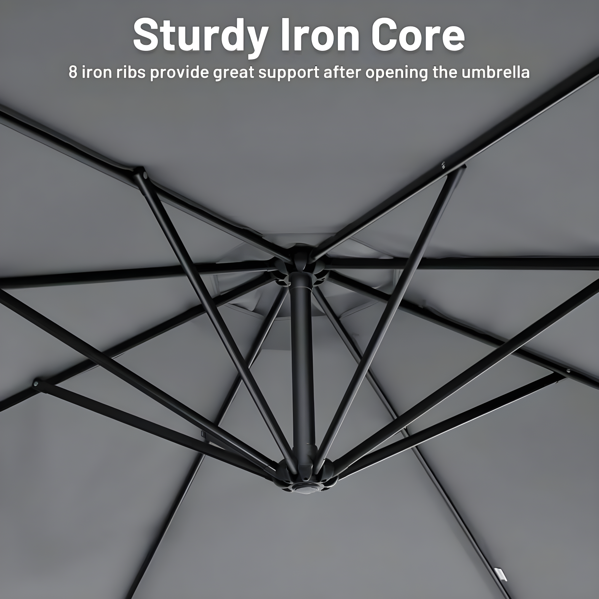 Costway  10 FT Patio Offset Umbrella w/8 Ribs Cross Base Tilt Grey