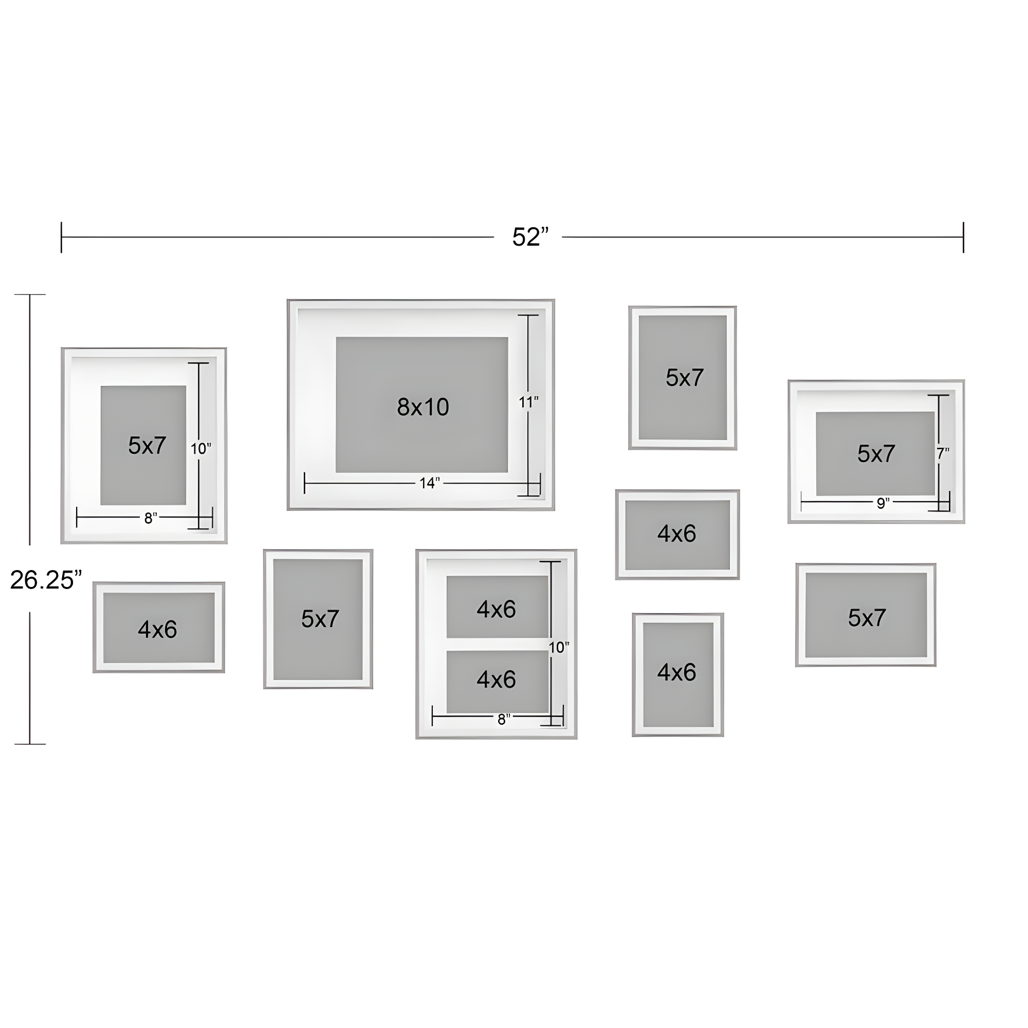 Emani Picture Frame - Set of 10 with Mat