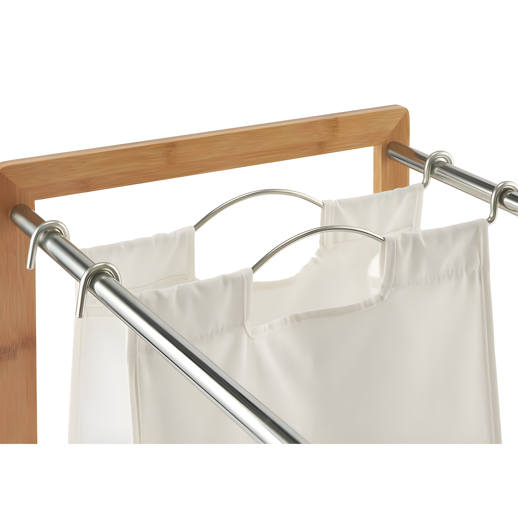 TRINITY EcoStorage 3-Bag Rolling Bamboo Laundry Cart w/ Poles