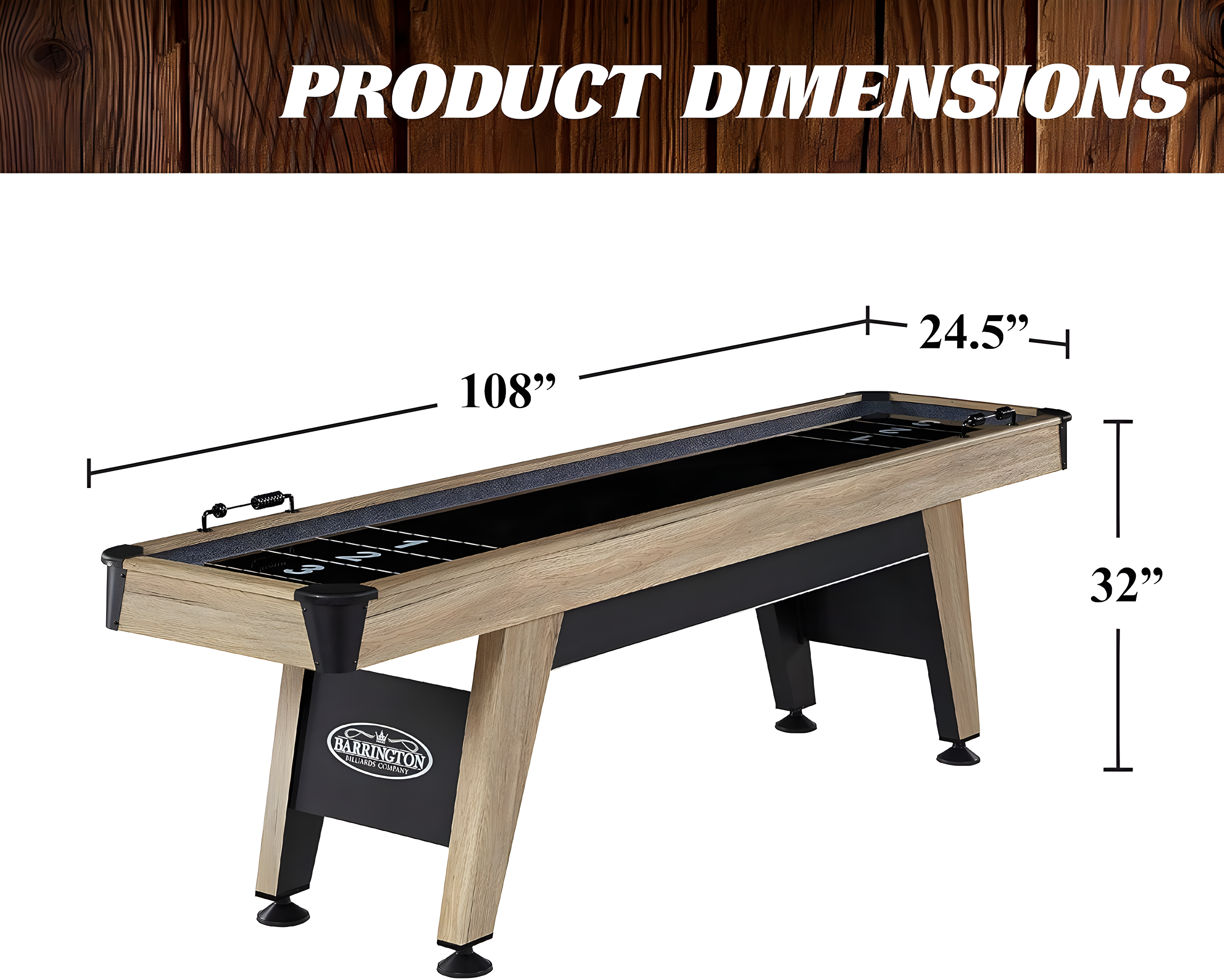 Barrington Billiards Company Barrington 9ft Wentworth Shuffleboard Table with 8-Puck Set