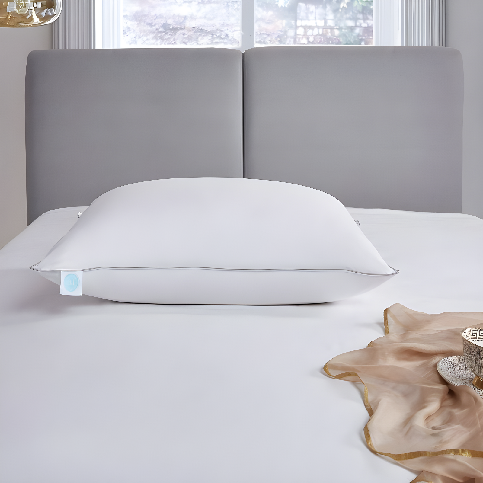 Martha Stewart King Medium/Firm Medium Firm Down Bed Pillow: 400 Thread Count Cotton, White Duck Feather & Down Fill