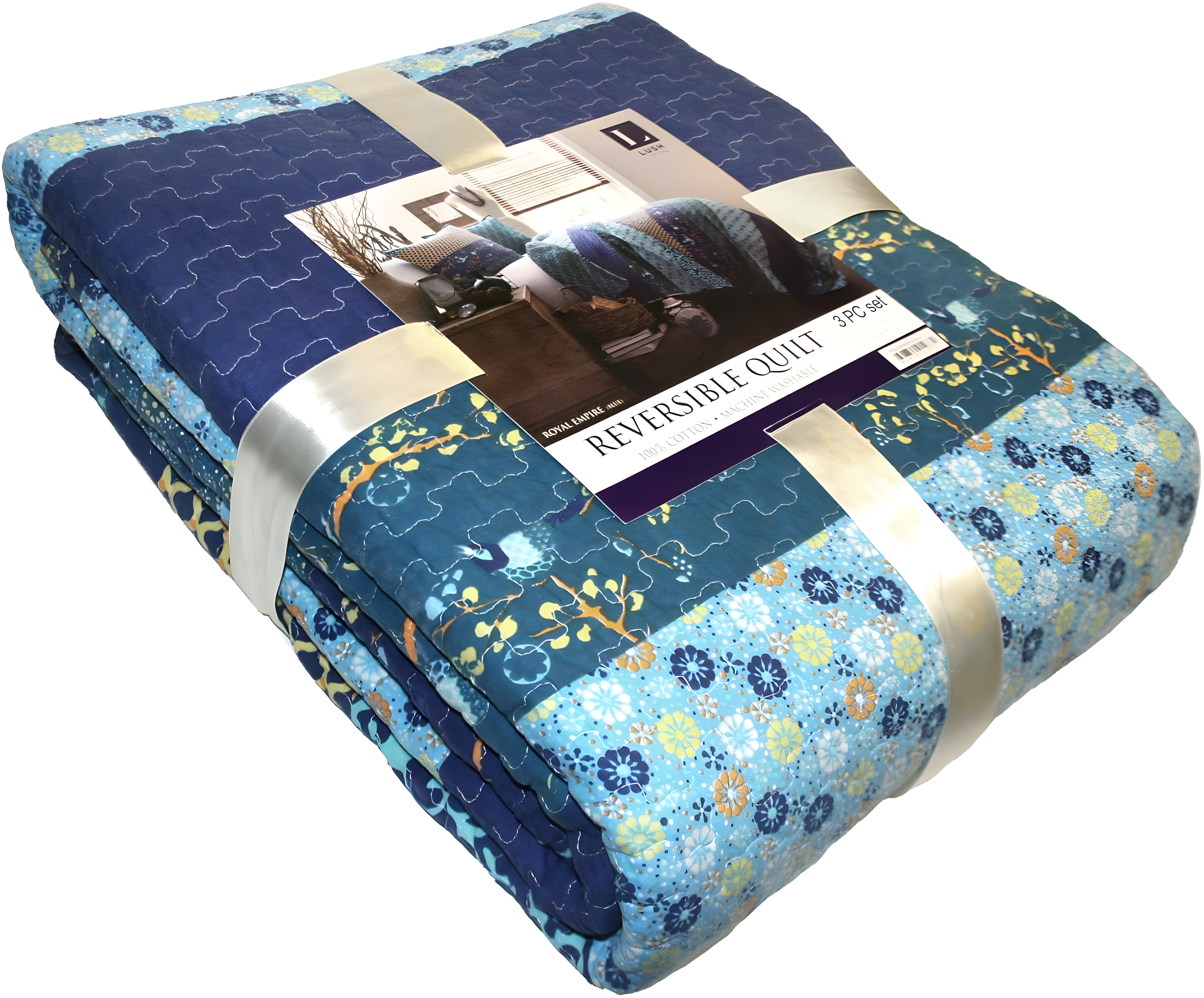 Royal Empire Cotton Reversible 3 Piece Quilt Set