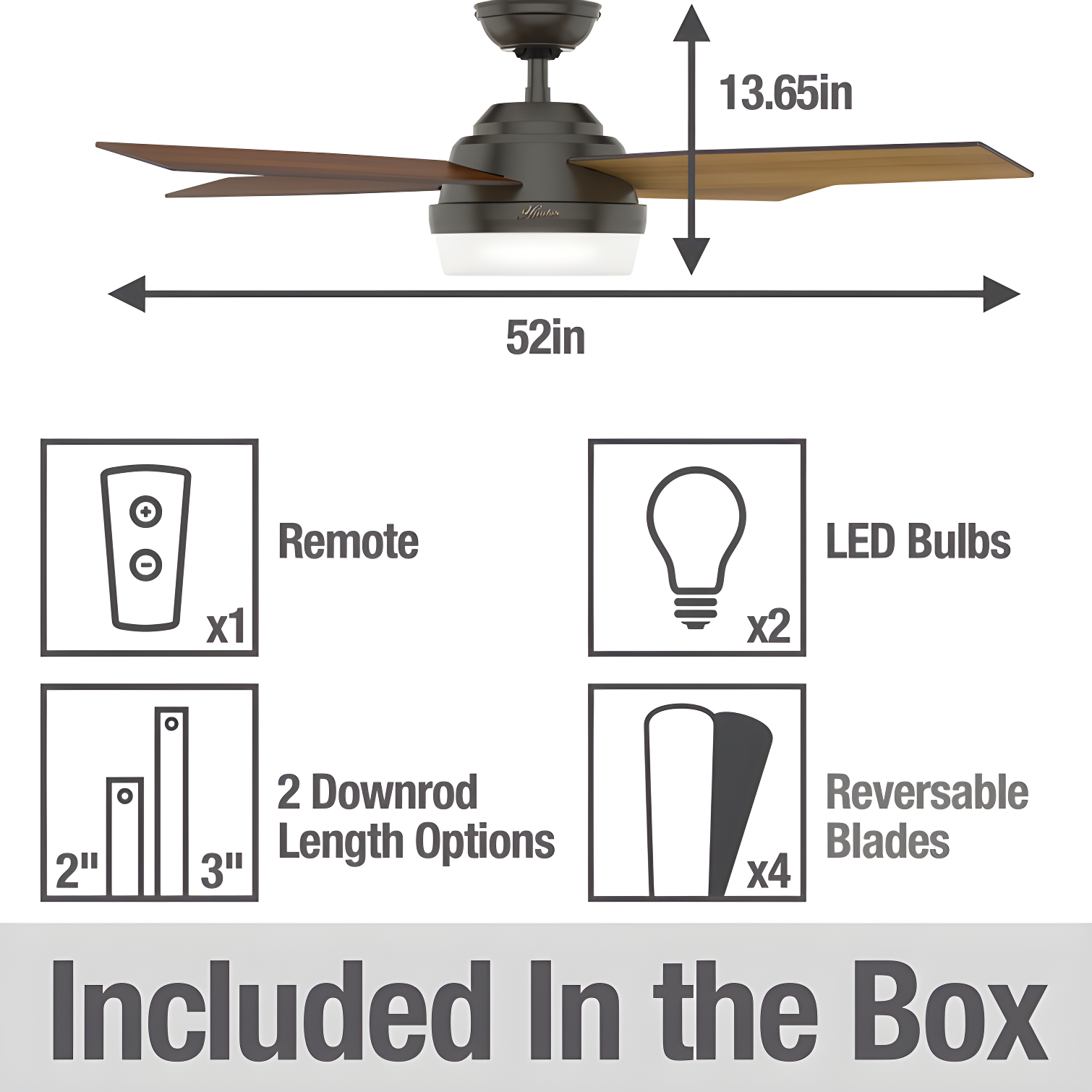 Dempsey 52" 4 - Blade Contemporary Indoor Ceiling Fan with Lights and Remote
