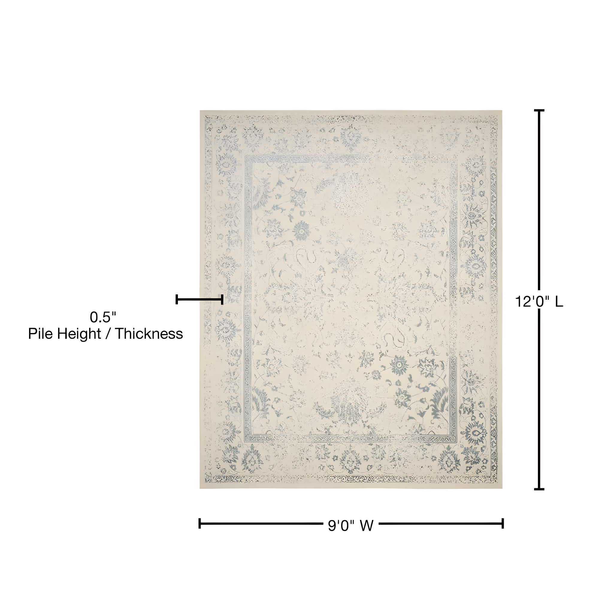 Adirondack ADR109 Machine Made Indoor Area Rug - Ivory/Slate - 9'x12' - Safavieh