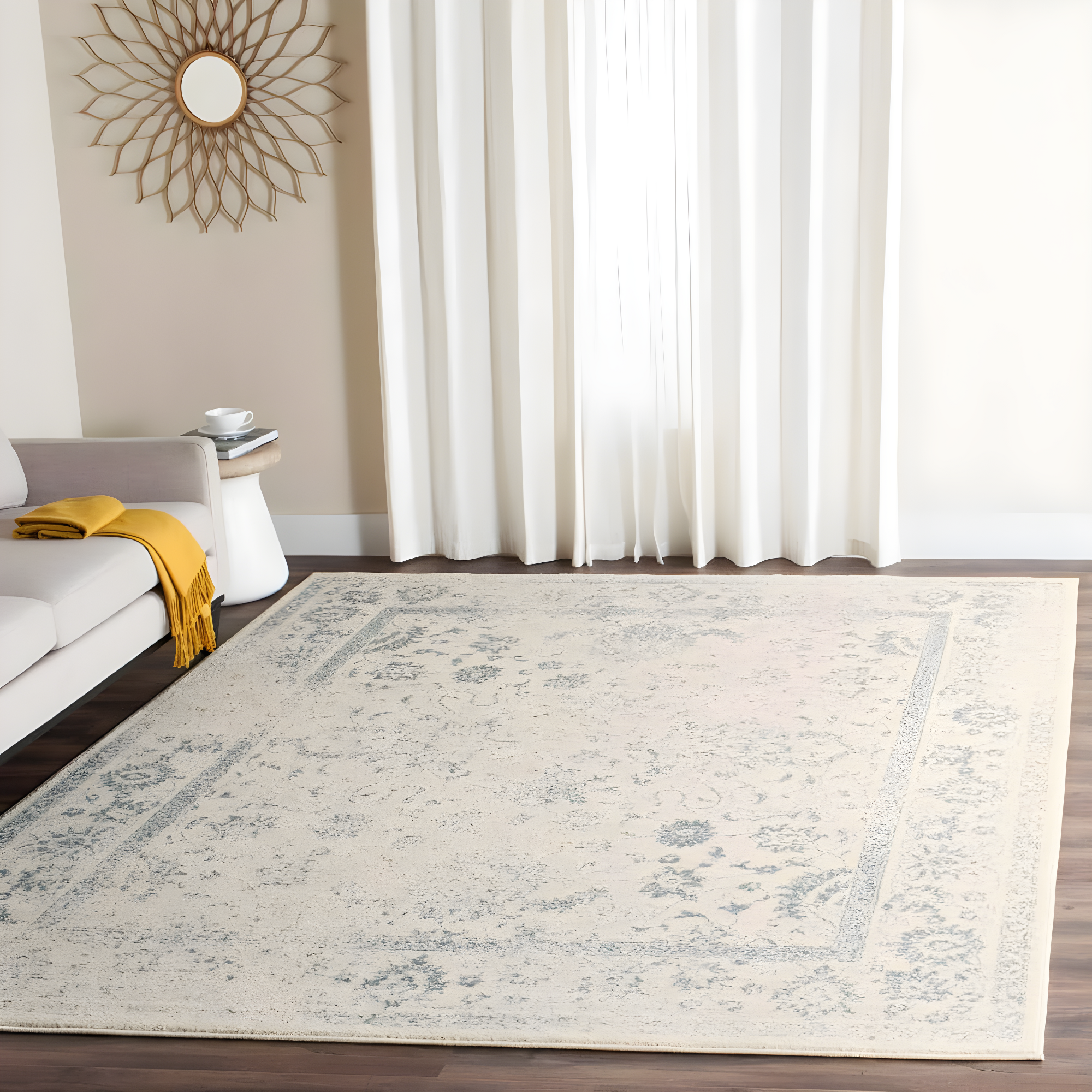 Adirondack ADR109 Machine Made Indoor Area Rug - Ivory/Slate - 9'x12' - Safavieh