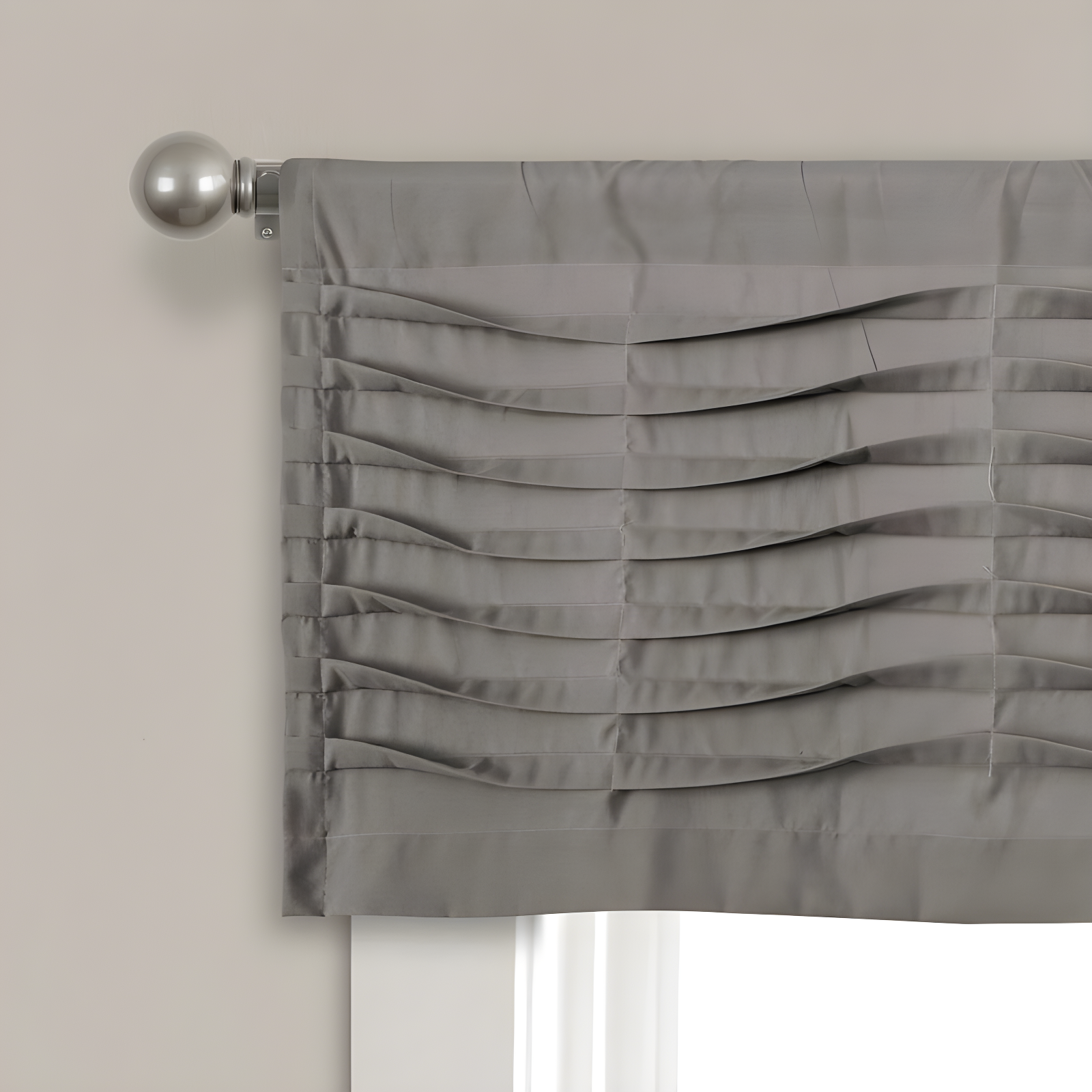 Lush Decor Tailored 52'' W Window Valance Blue,Cream,Dark Gray,Light Gray,White