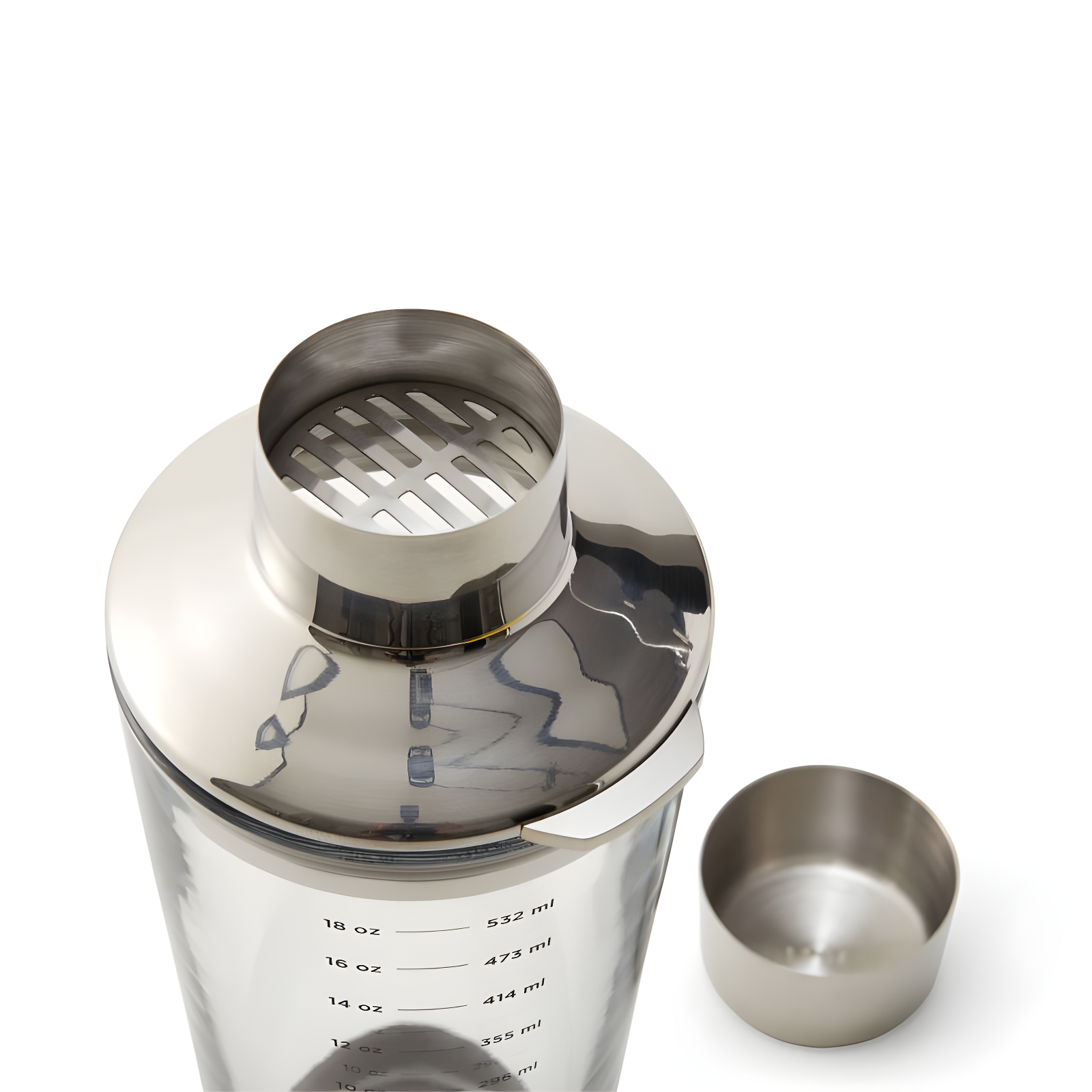 Houdini 18oz Glass Cocktail Shaker: Clear, Nonslip Base, Dishwasher-Safe, 9" Height, 18oz Capacity