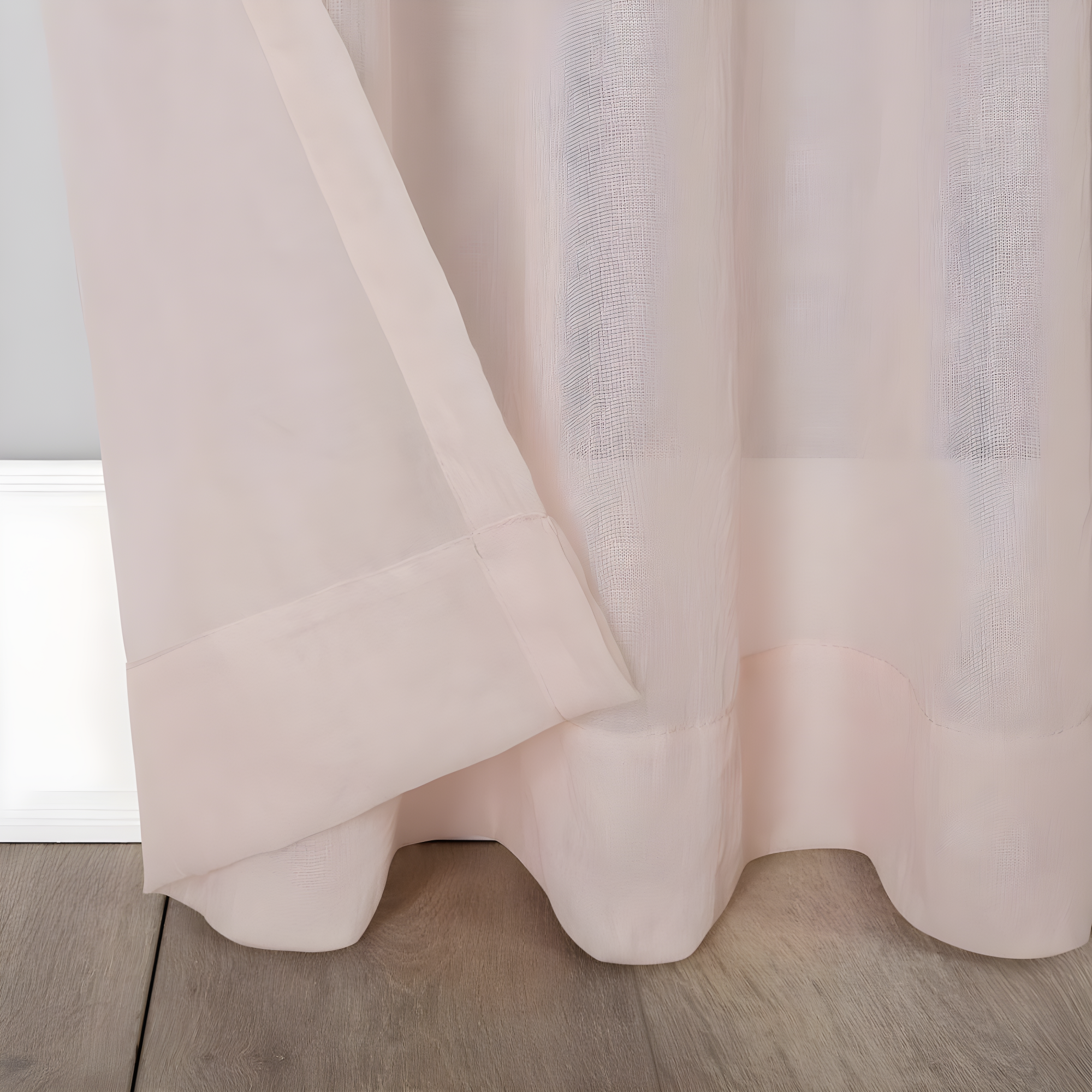 50"x63" No. 918 Sheer Avril Crushed Texture Rod Pocket Curtain Panel Blush: Modern Sheer Curtain Panel, Polyester