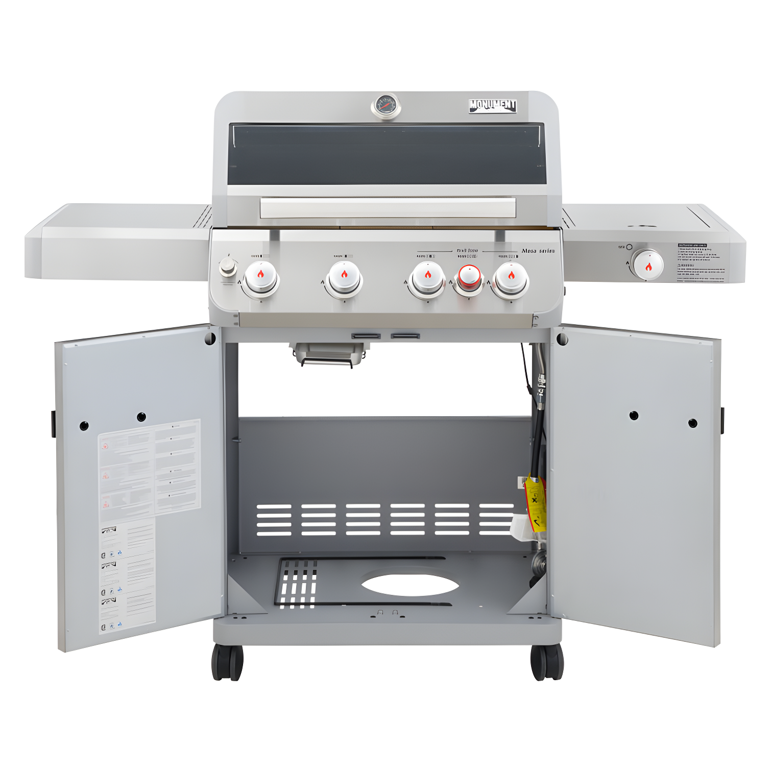 Monument Grills Mesa 415BZ,4-Burner Liquid Propane Infrared Gas Grill with Side Burner and Cabinet, 62,000 BTU – Perfect for Family BBQs