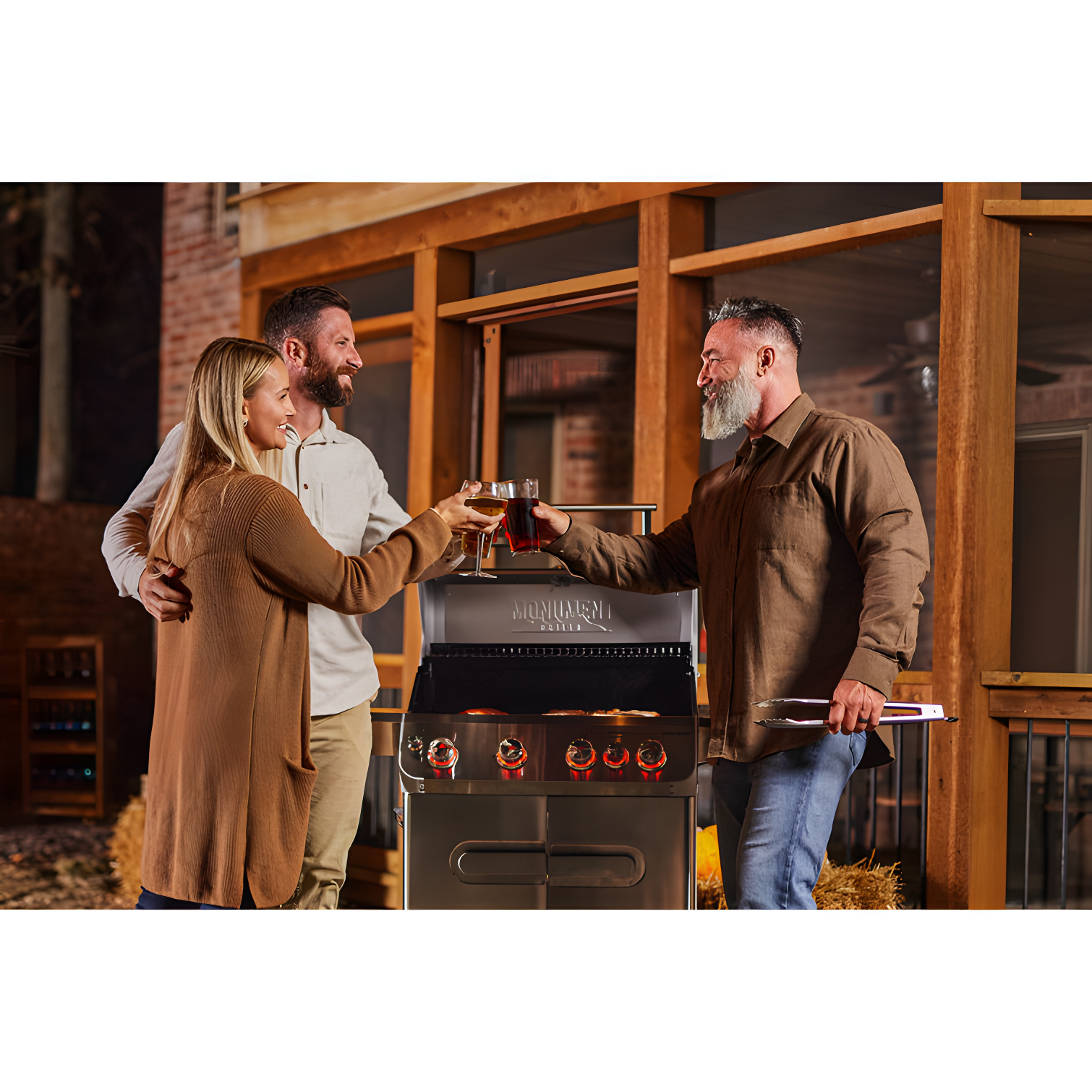 Monument Grills Mesa 415BZ,4-Burner Liquid Propane Infrared Gas Grill with Side Burner and Cabinet, 62,000 BTU – Perfect for Family BBQs