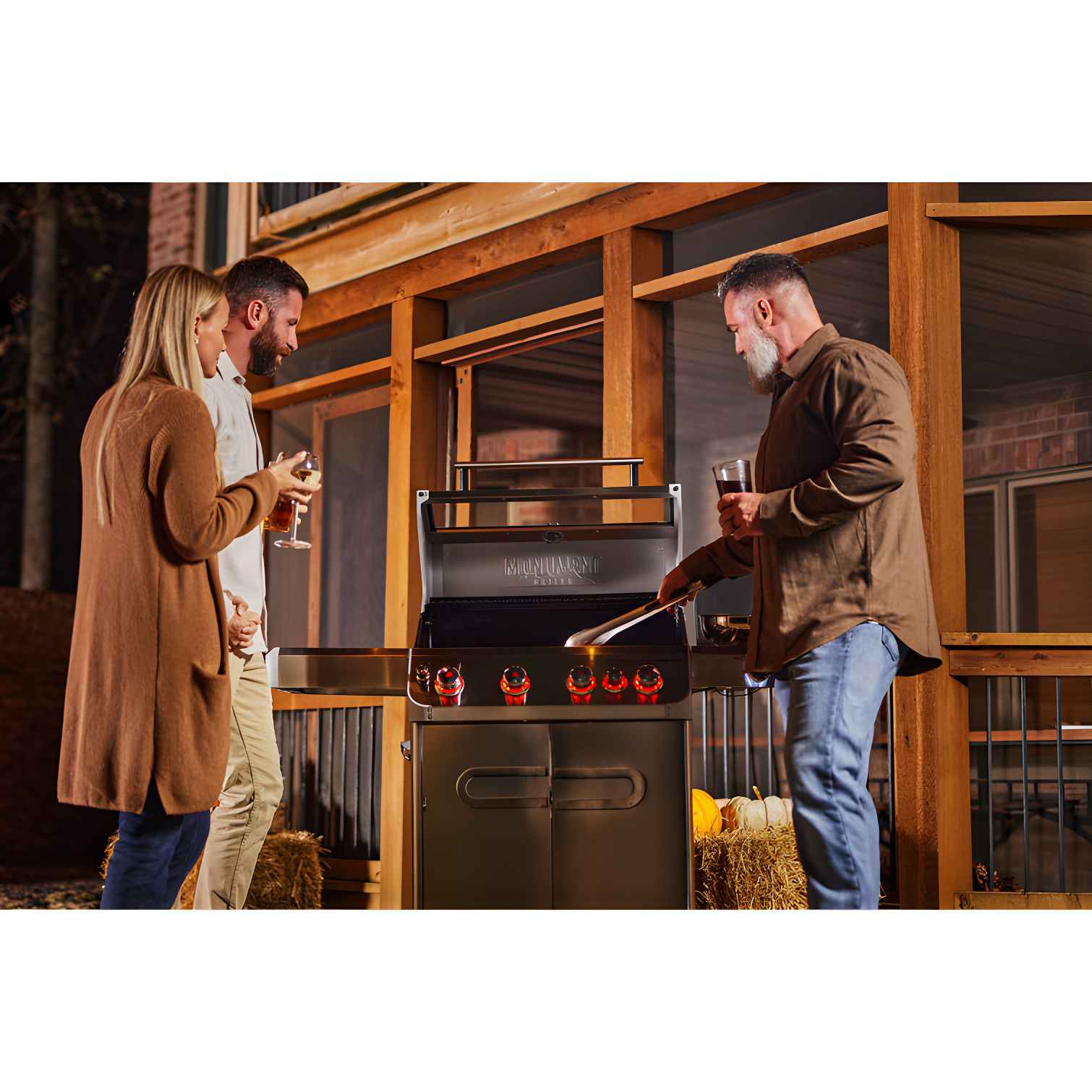 Monument Grills Mesa 415BZ,4-Burner Liquid Propane Infrared Gas Grill with Side Burner and Cabinet, 62,000 BTU – Perfect for Family BBQs