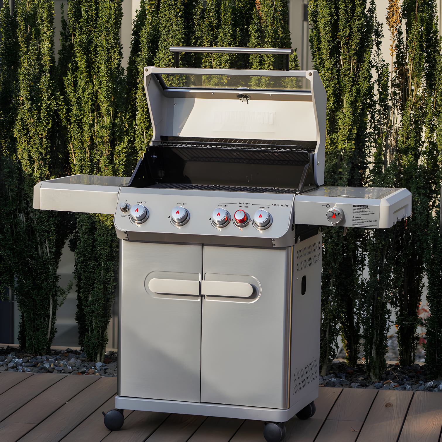 Monument Grills Mesa 415BZ,4-Burner Liquid Propane Infrared Gas Grill with Side Burner and Cabinet, 62,000 BTU – Perfect for Family BBQs