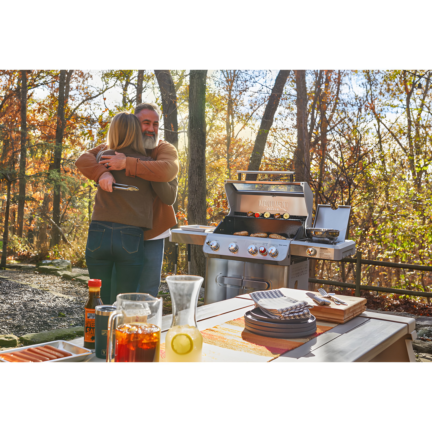 Monument Grills Mesa 415BZ,4-Burner Liquid Propane Infrared Gas Grill with Side Burner and Cabinet, 62,000 BTU – Perfect for Family BBQs