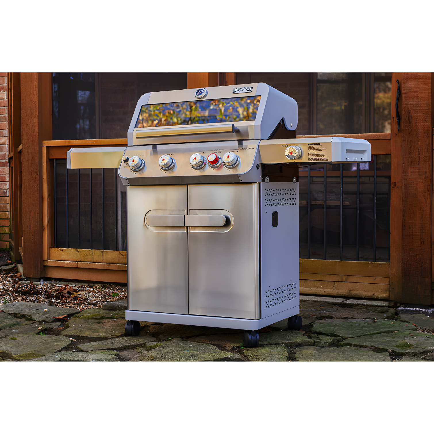 Monument Grills Mesa 415BZ,4-Burner Liquid Propane Infrared Gas Grill with Side Burner and Cabinet, 62,000 BTU – Perfect for Family BBQs