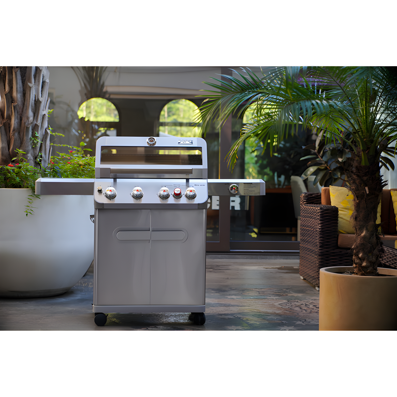 Monument Grills Mesa 415BZ,4-Burner Liquid Propane Infrared Gas Grill with Side Burner and Cabinet, 62,000 BTU – Perfect for Family BBQs