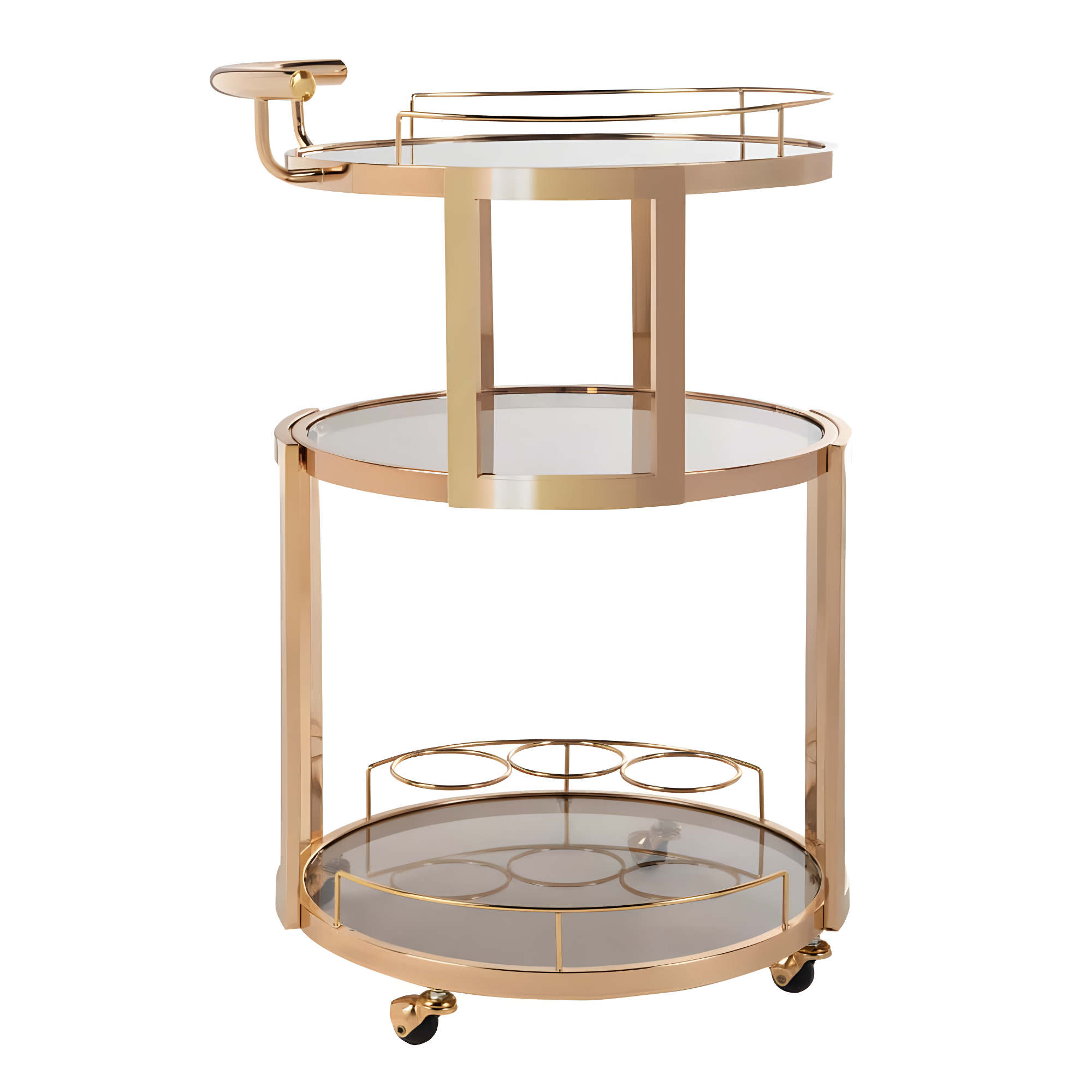 Rio 3 Tier Round Bar Cart - BCT8002A - Gold/Tea - Safavieh