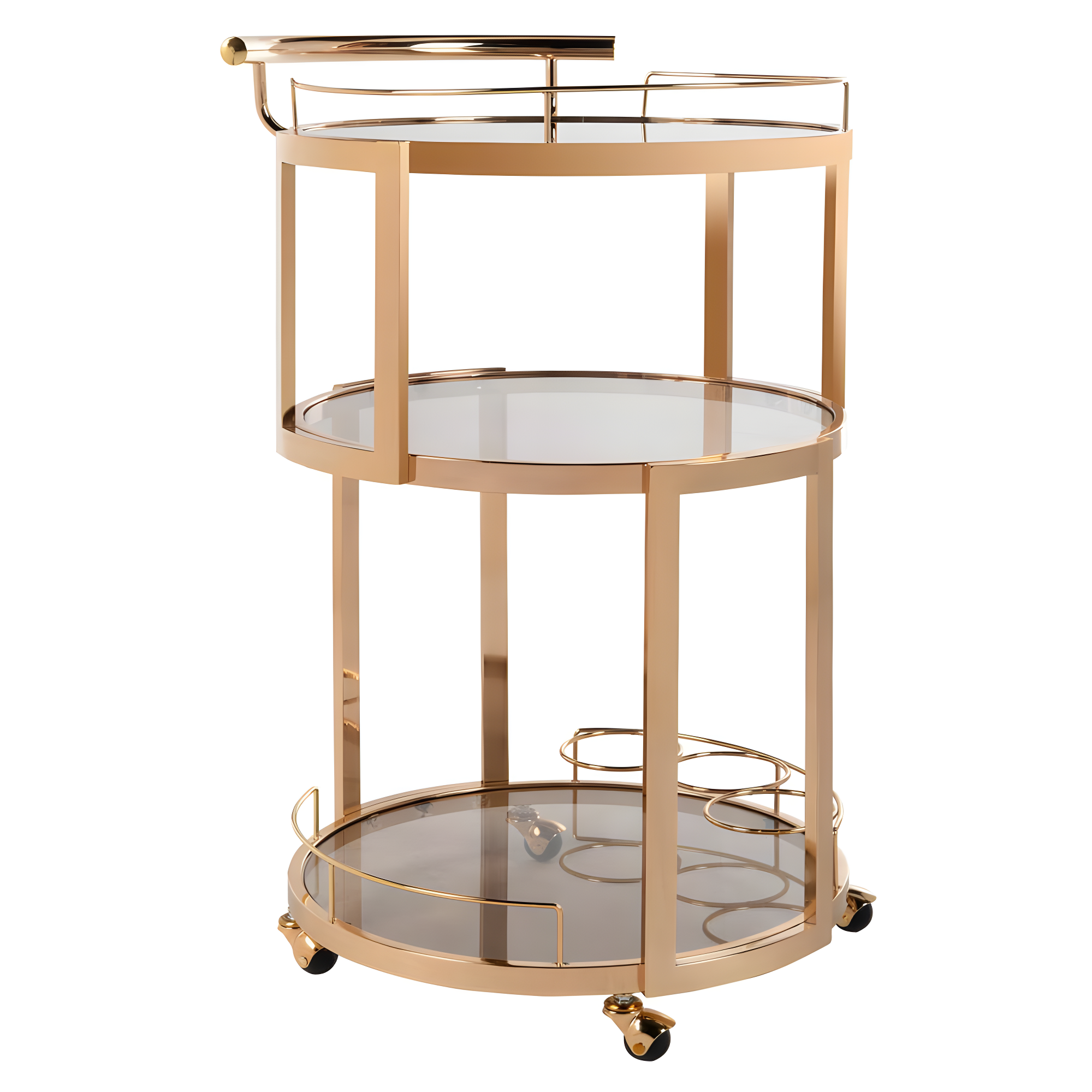Rio 3 Tier Round Bar Cart - BCT8002A - Gold/Tea - Safavieh