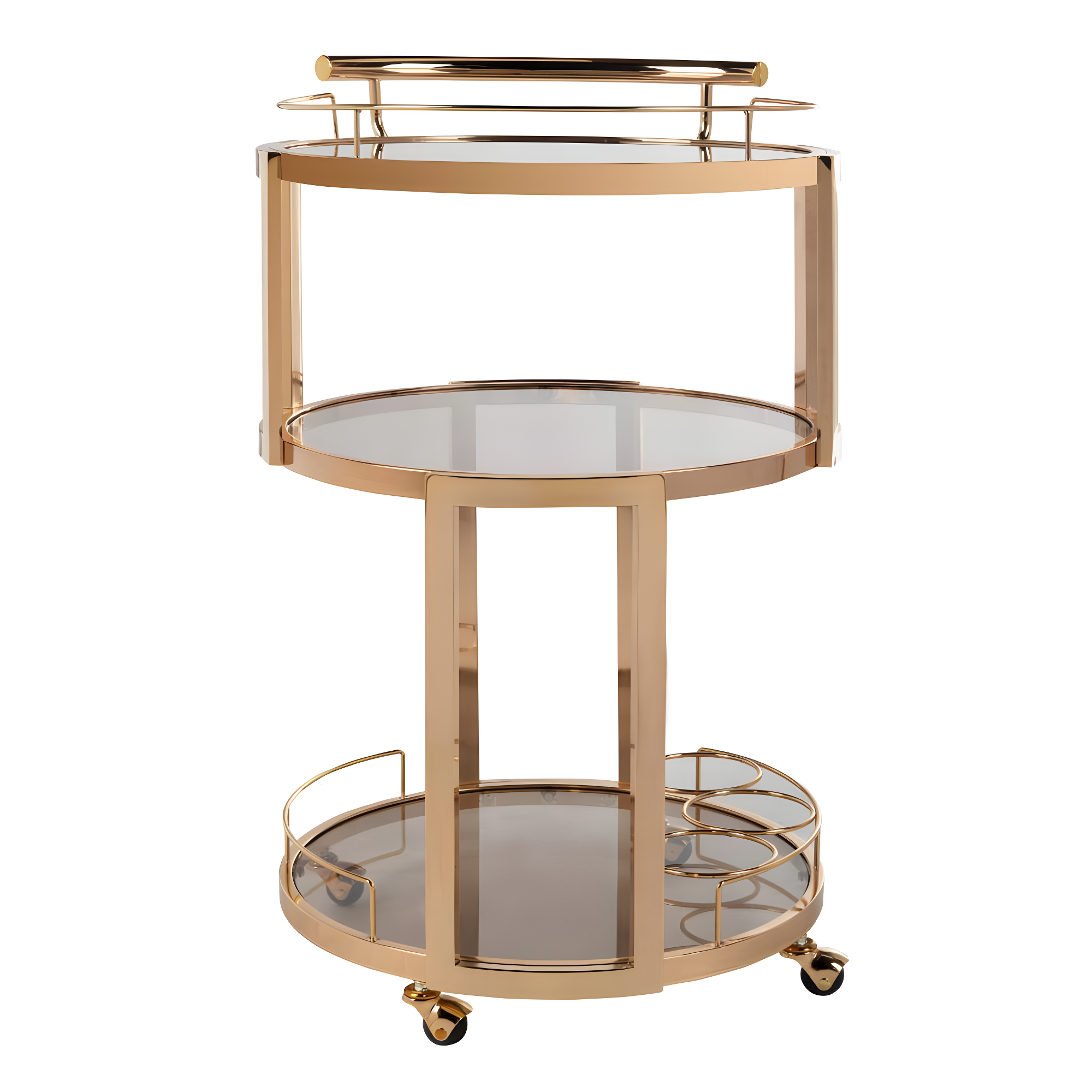 Rio 3 Tier Round Bar Cart - BCT8002A - Gold/Tea - Safavieh