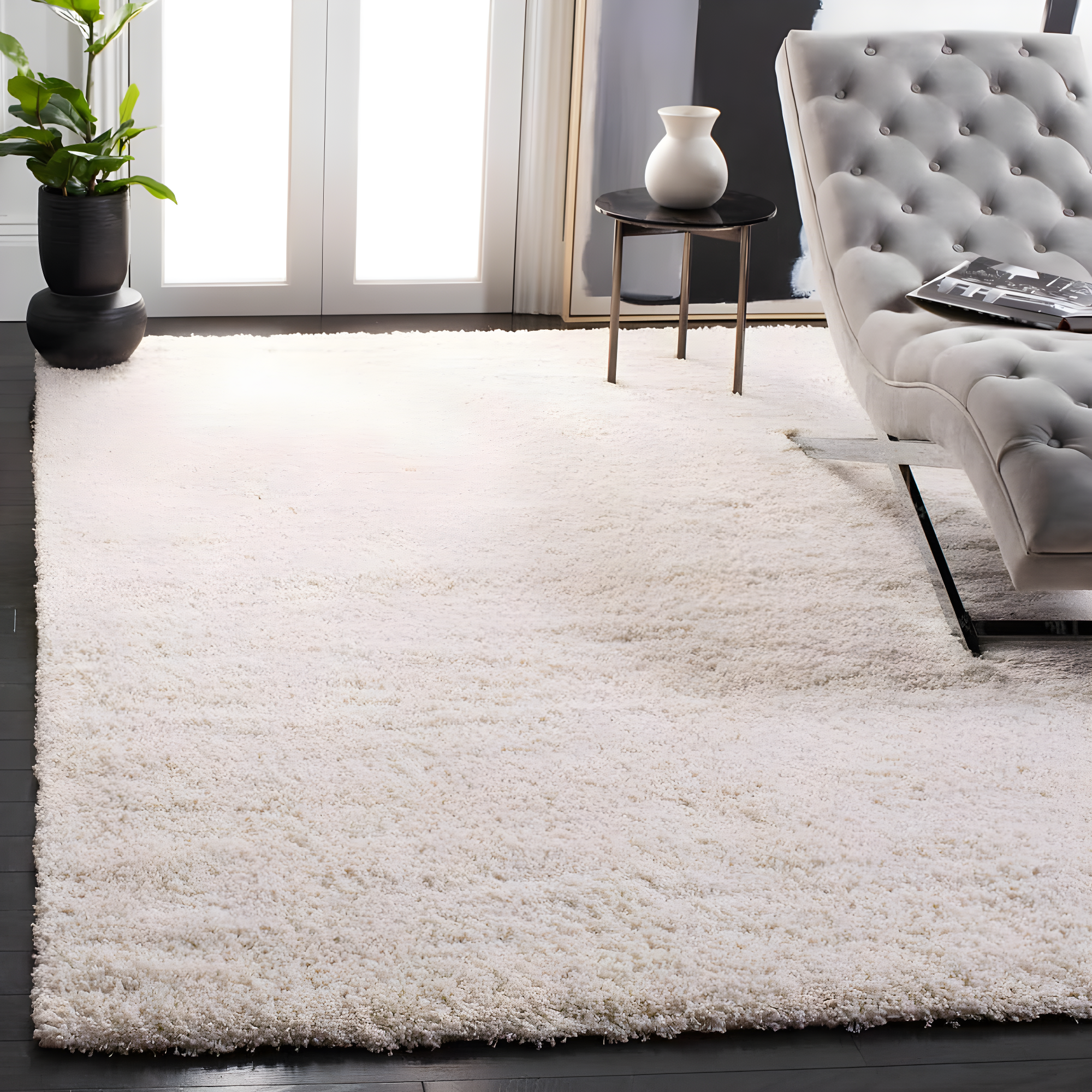 Shag SG151 Power Loomed Indoor Area Rug - Ivory - 4'x6' - Safavieh.