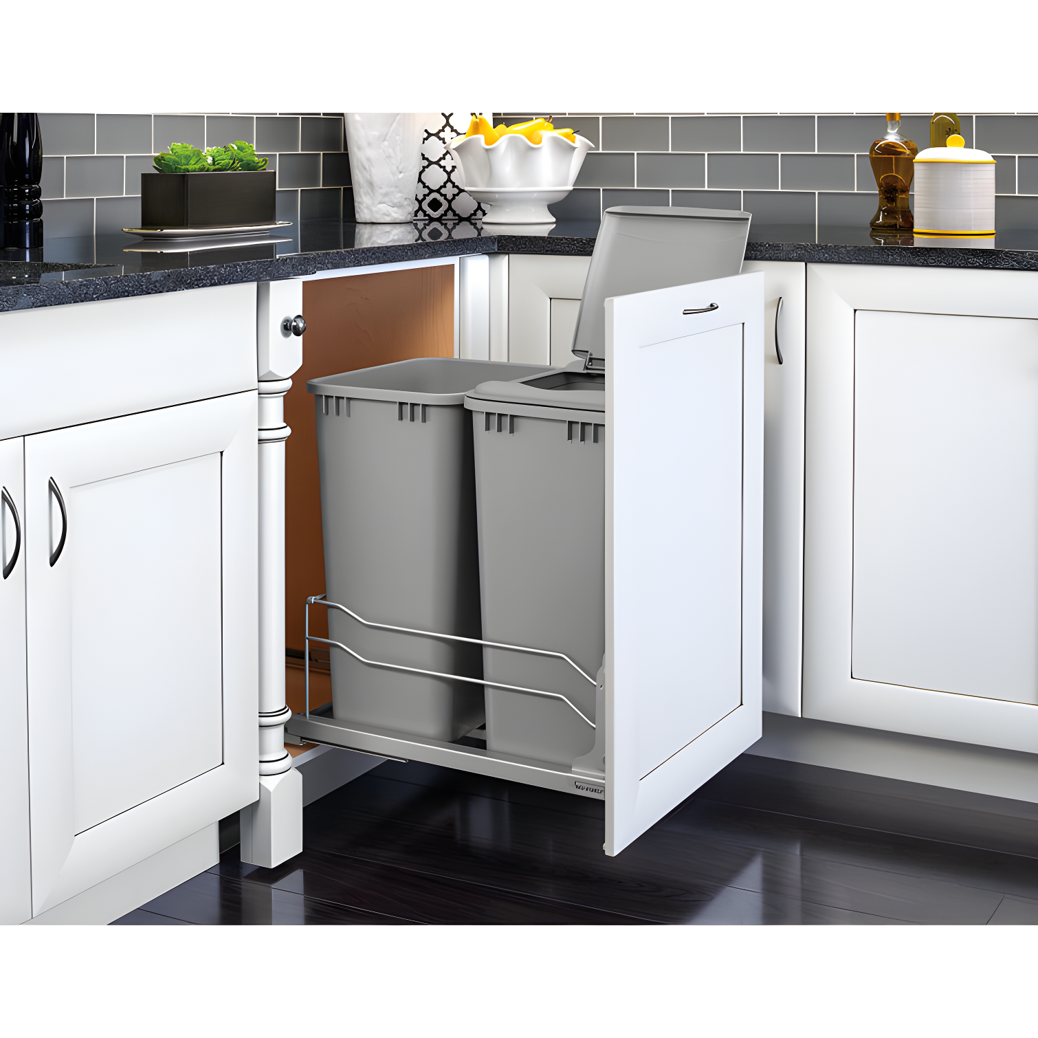 Rev-A-Shelf Double Pull Out Trash Can 35 Qt with Soft-Close