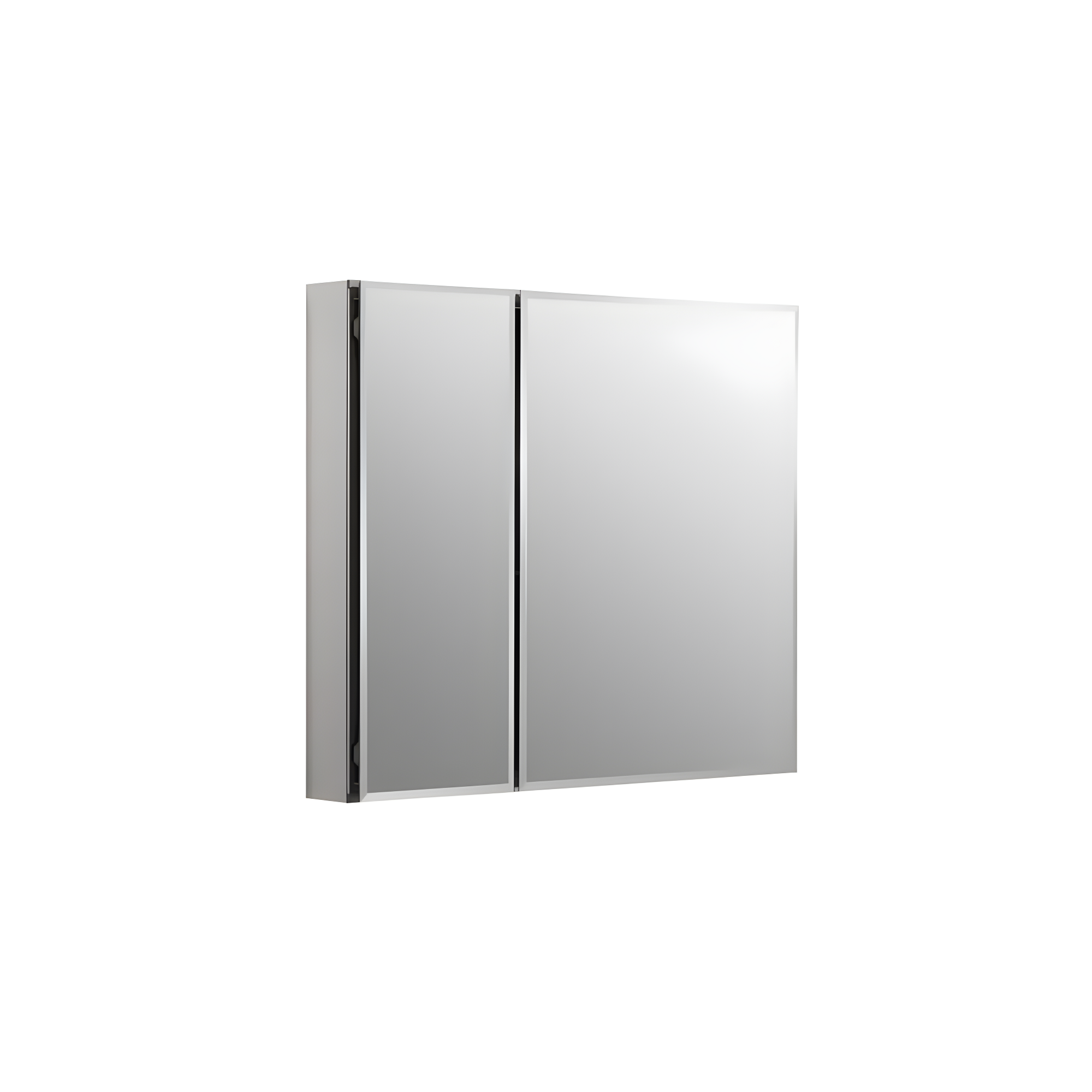CLC Aluminum Two-Door Medicine Cabinet With Mirrored Doors, Beveled Edges