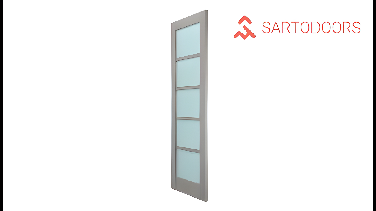 SARTODOORS Quadro Frosted Glass Barn Doors with Installation Hardware Kit