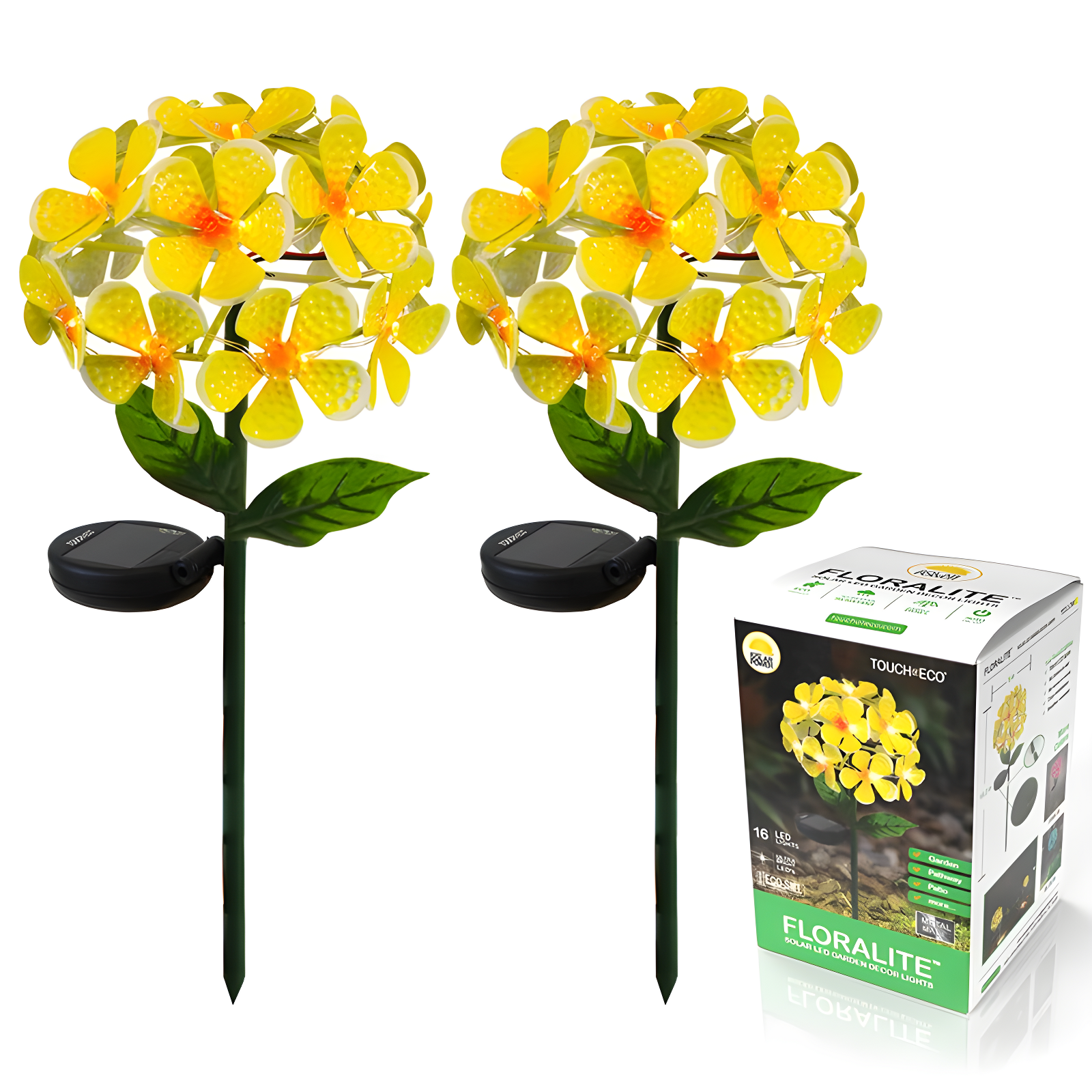 Solar Powered LED Metal Flower Garden Stake Light (Set of 2)