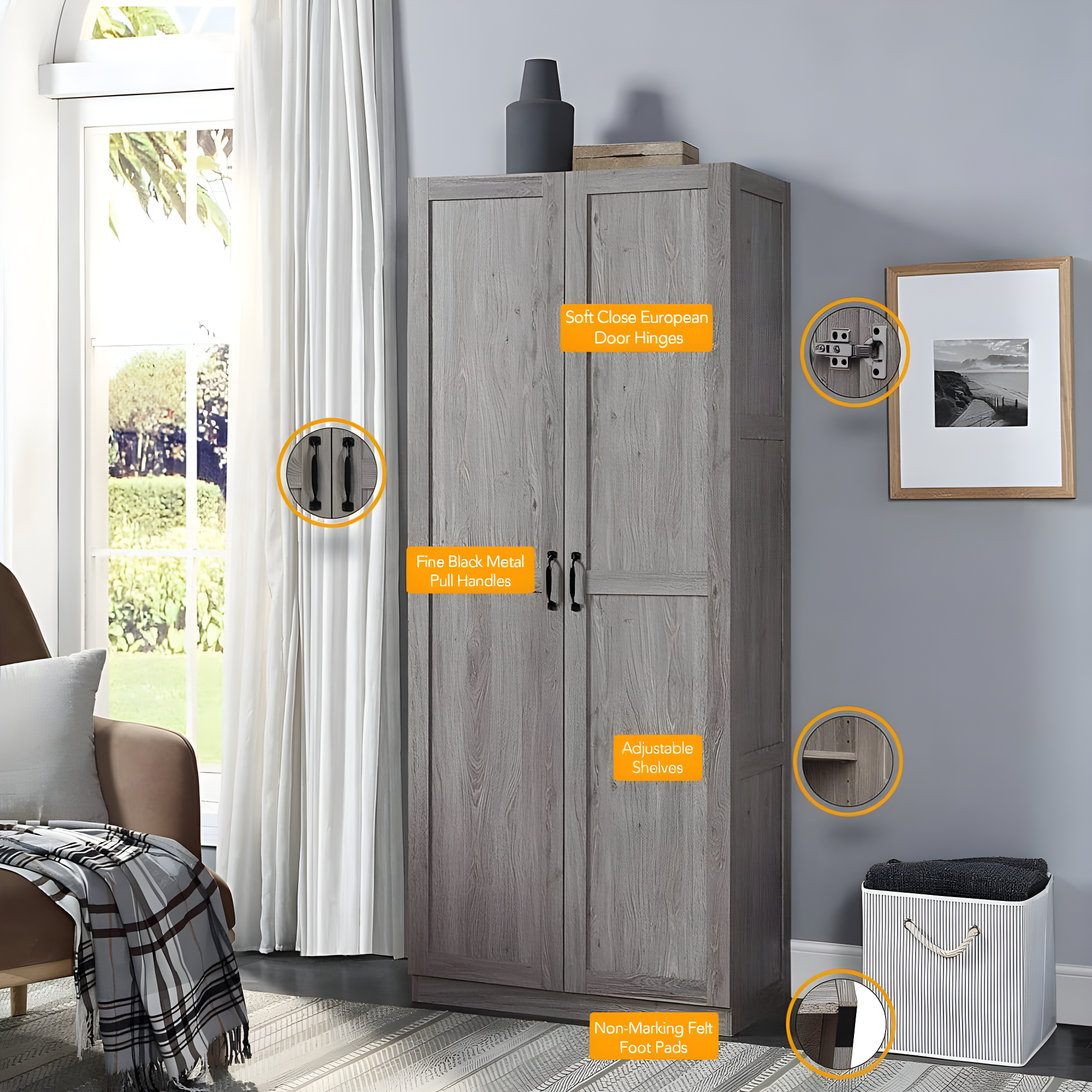 Manhattan Comfort Hopkins Armoire (Set of 2)