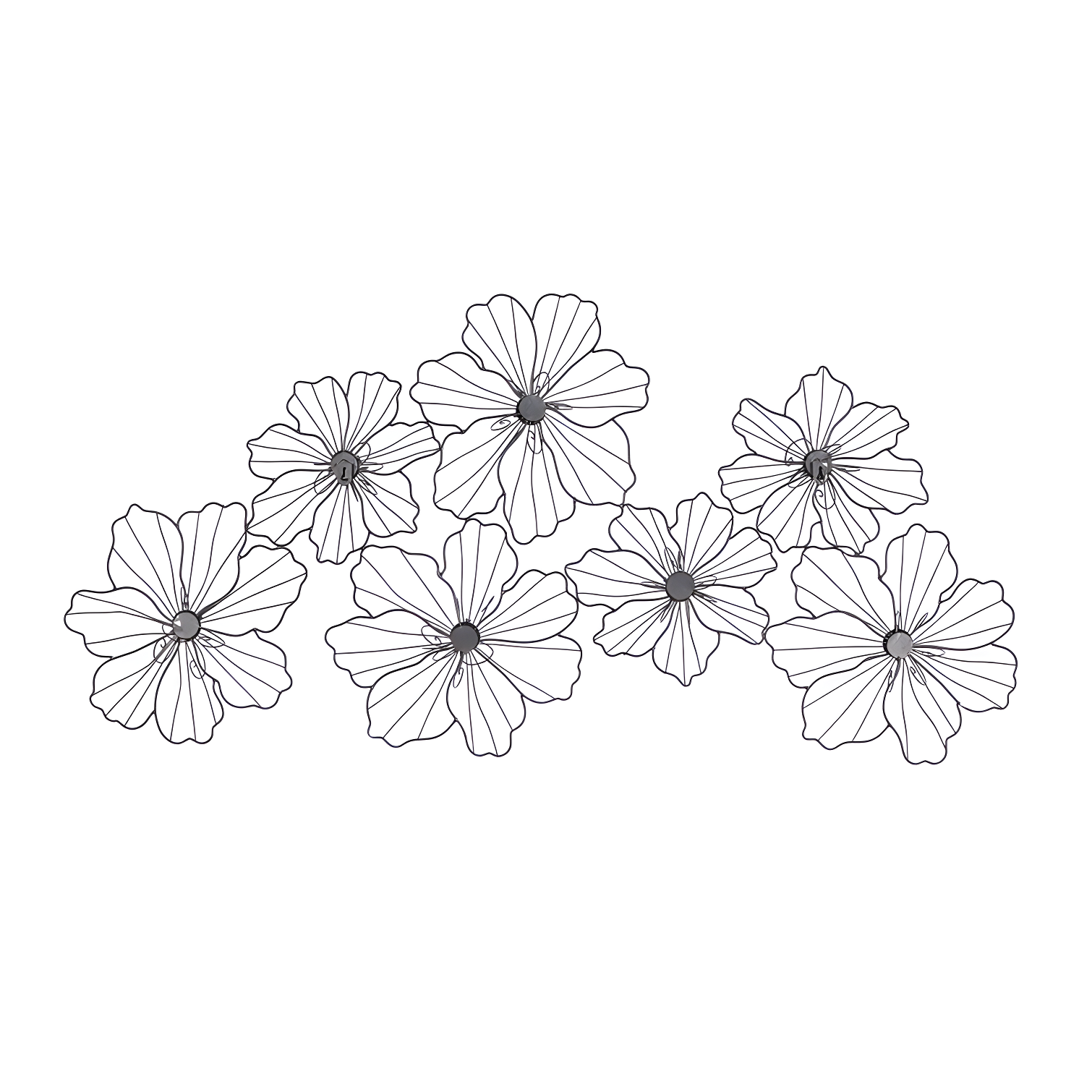 Metal Wire Foiled Floral Home Wall Decor with Scroll Accents