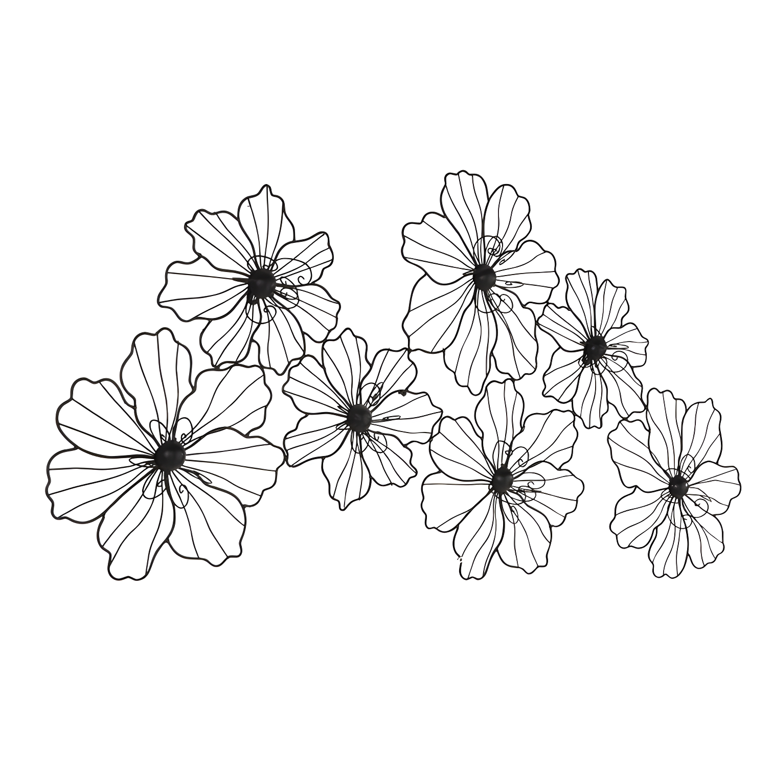 Metal Wire Foiled Floral Home Wall Decor with Scroll Accents
