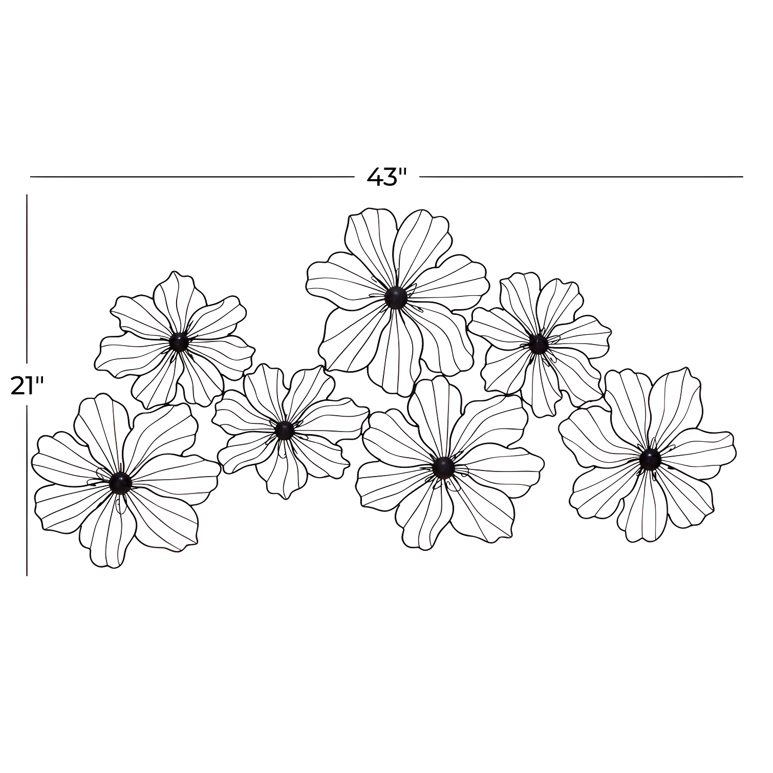Metal Wire Foiled Floral Home Wall Decor with Scroll Accents