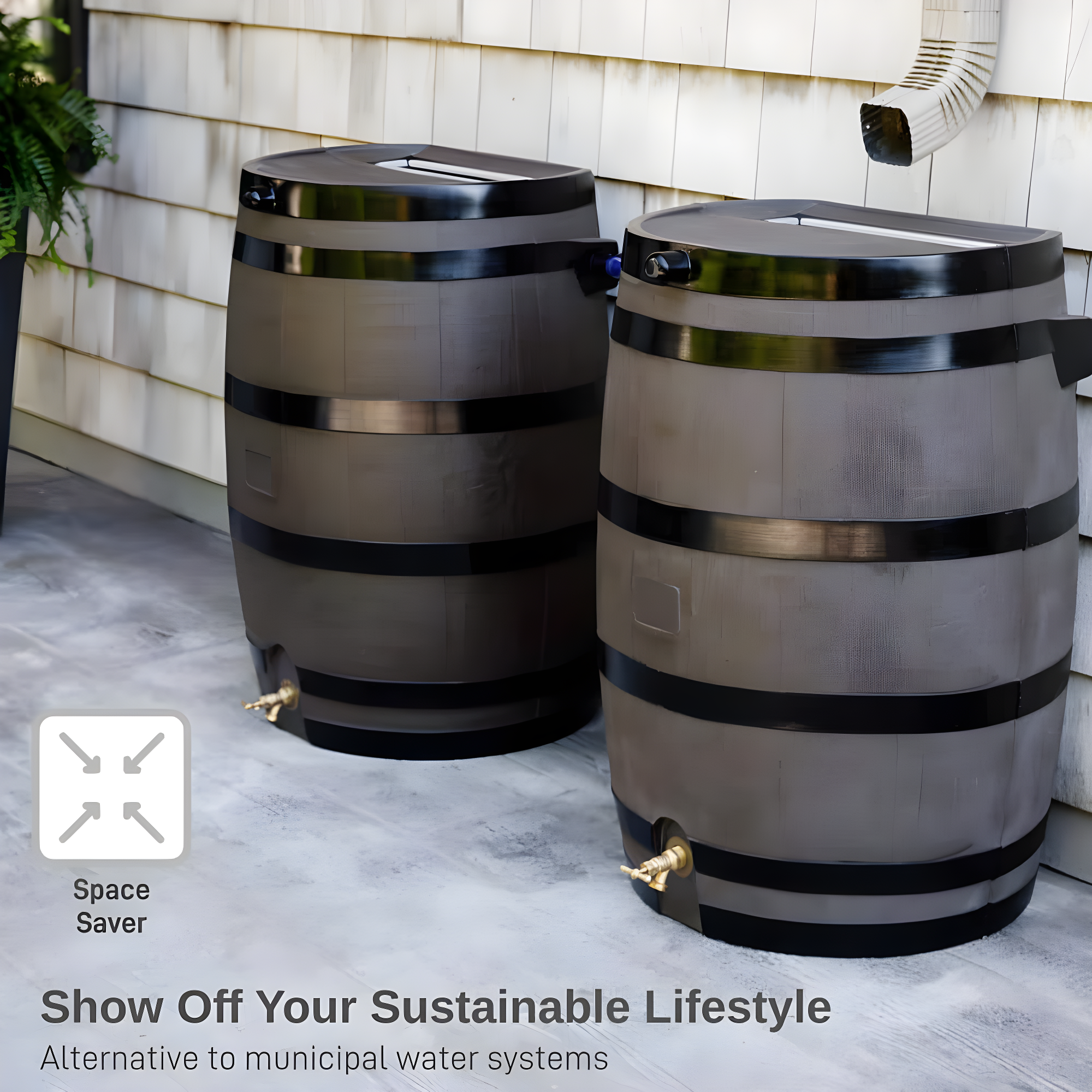 RTS Companies RTS Home Accents 50 Gallon Flat Back Rain Barrel