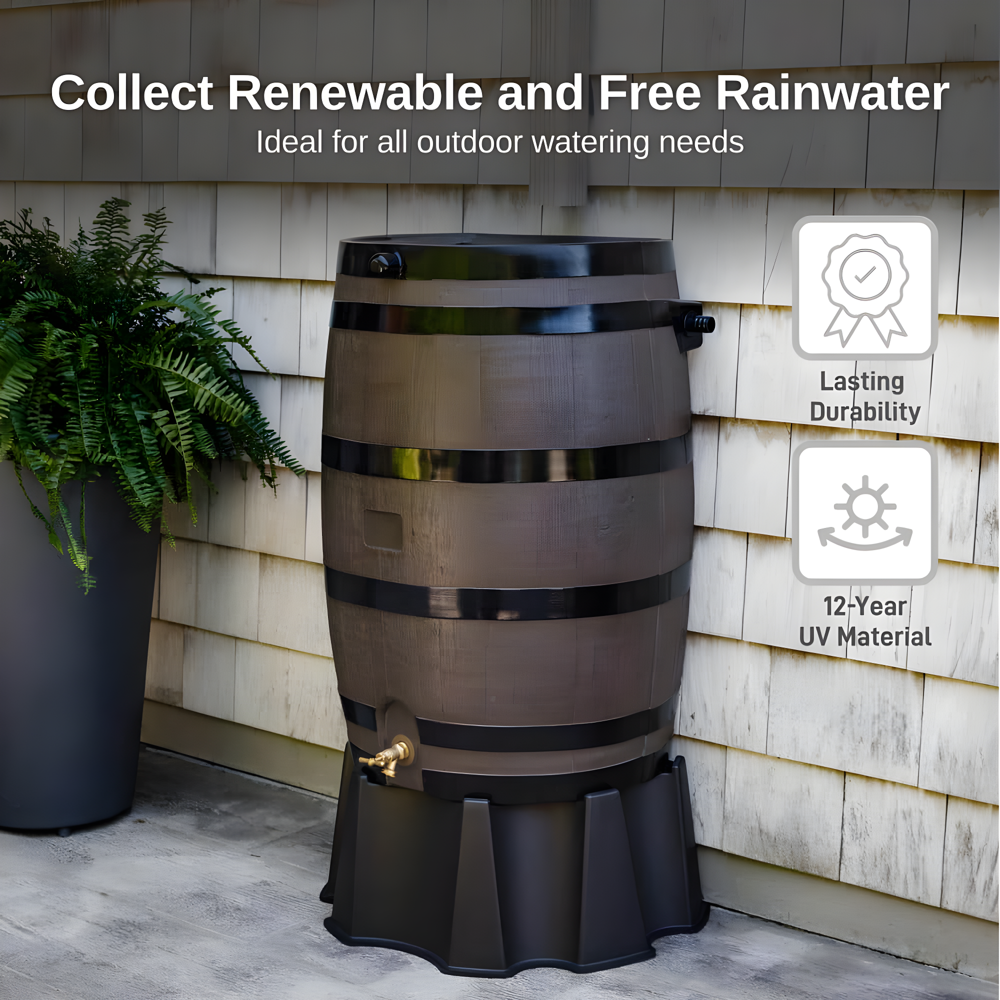RTS Companies RTS Home Accents 50 Gallon Flat Back Rain Barrel