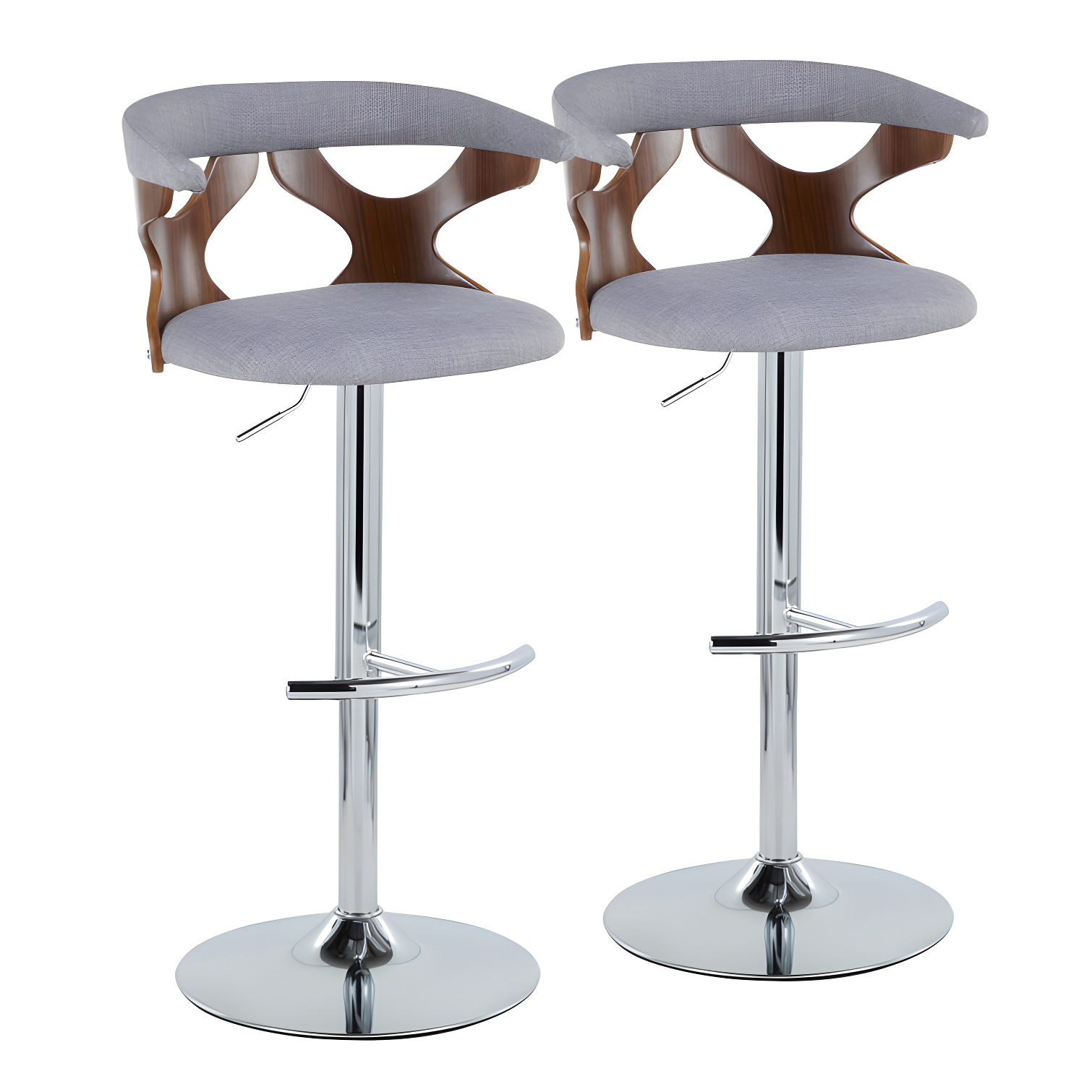 LumiSource Gardenia Swivel Upholstered Adjustable Height Counter Stool with Metal Frame (Set of 2)