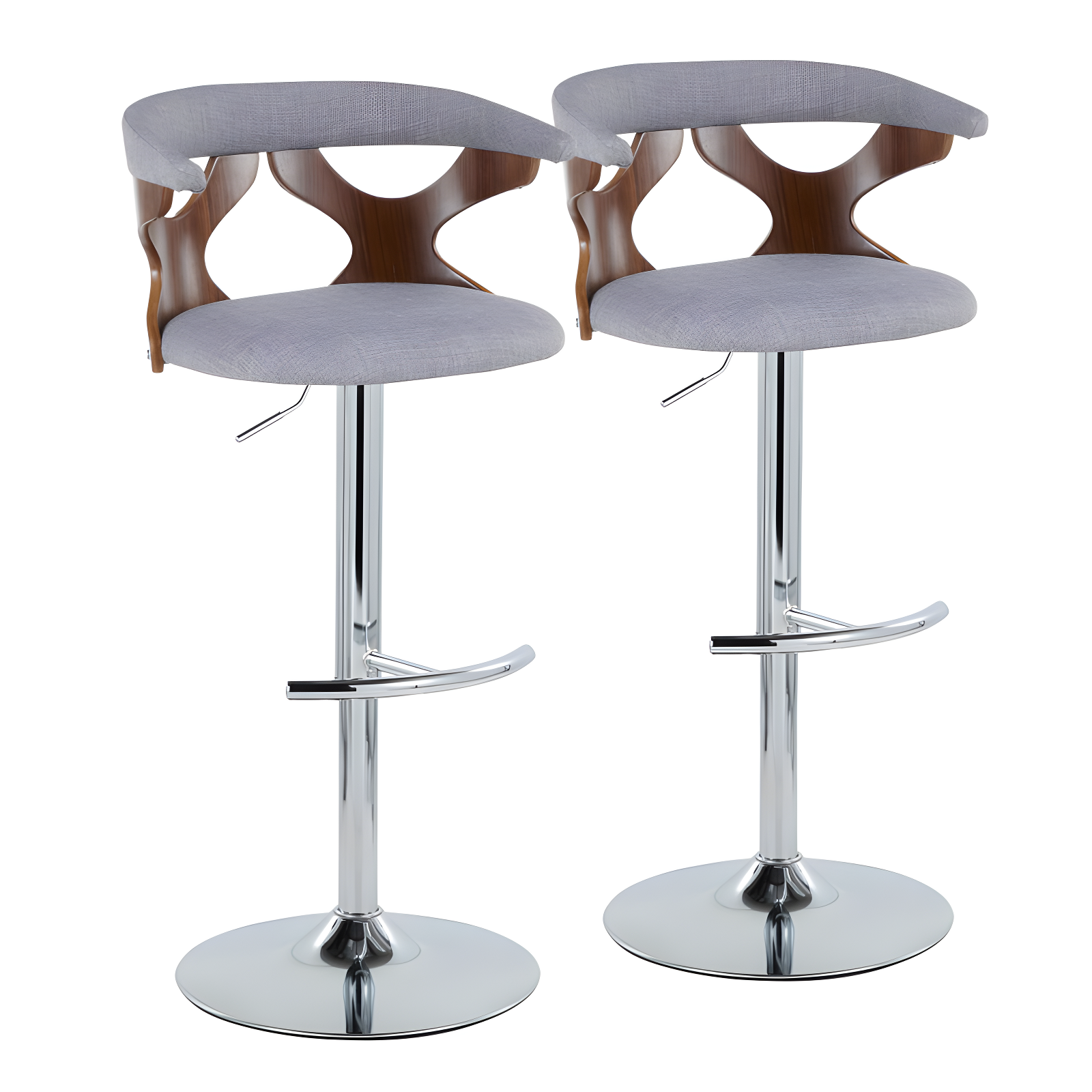 LumiSource Gardenia Swivel Upholstered Adjustable Height Counter Stool with Metal Frame (Set of 2)