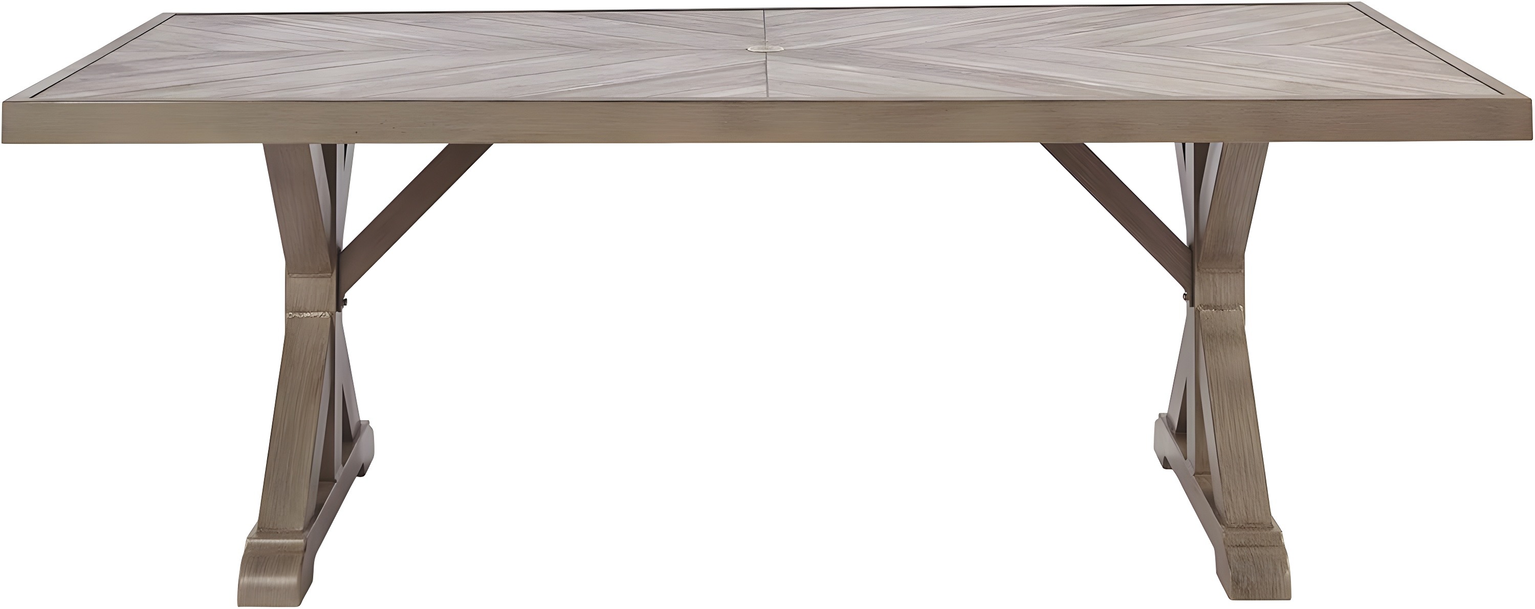 Signature Design by Ashley Beachcroft Trestle Patio Dining Table in Beige